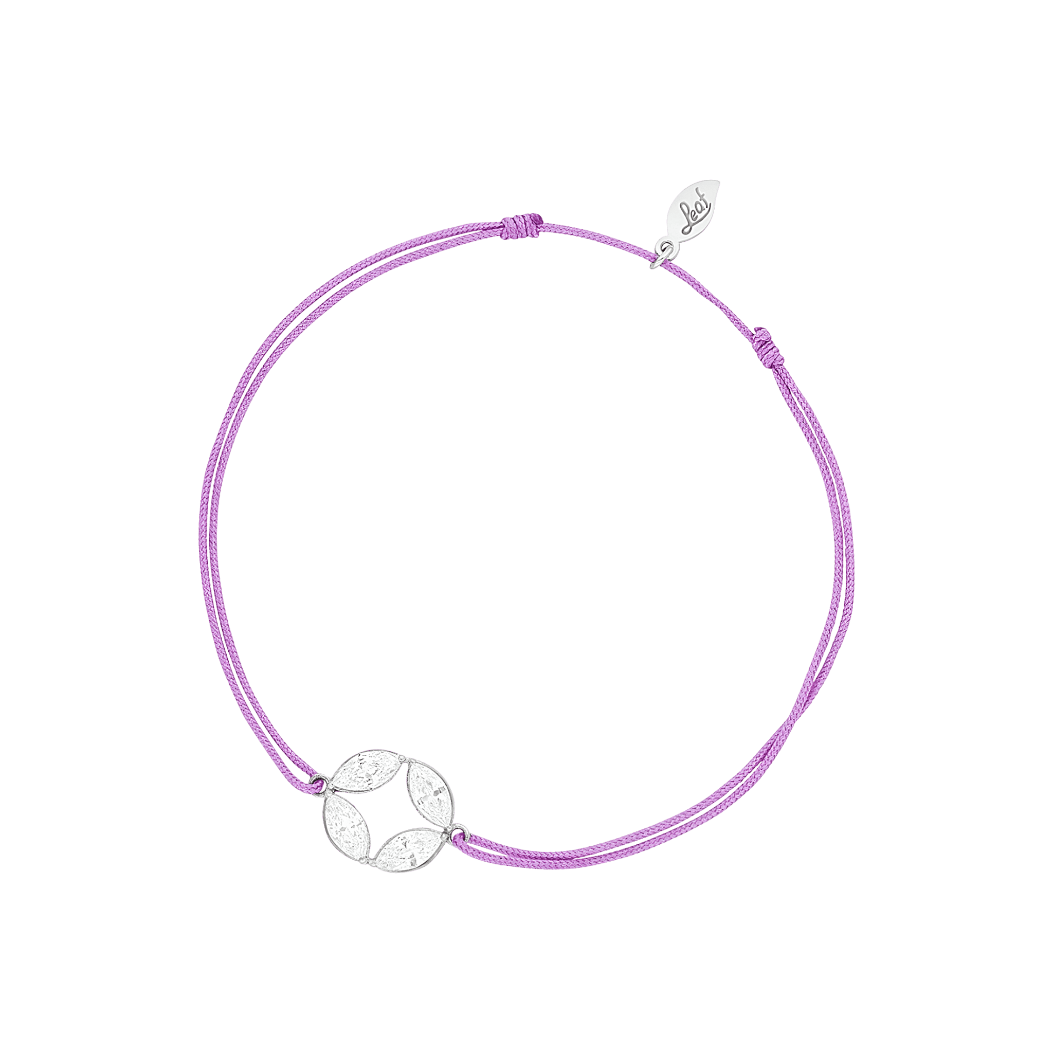 Leaf Armband Round Flower, violett, Silber