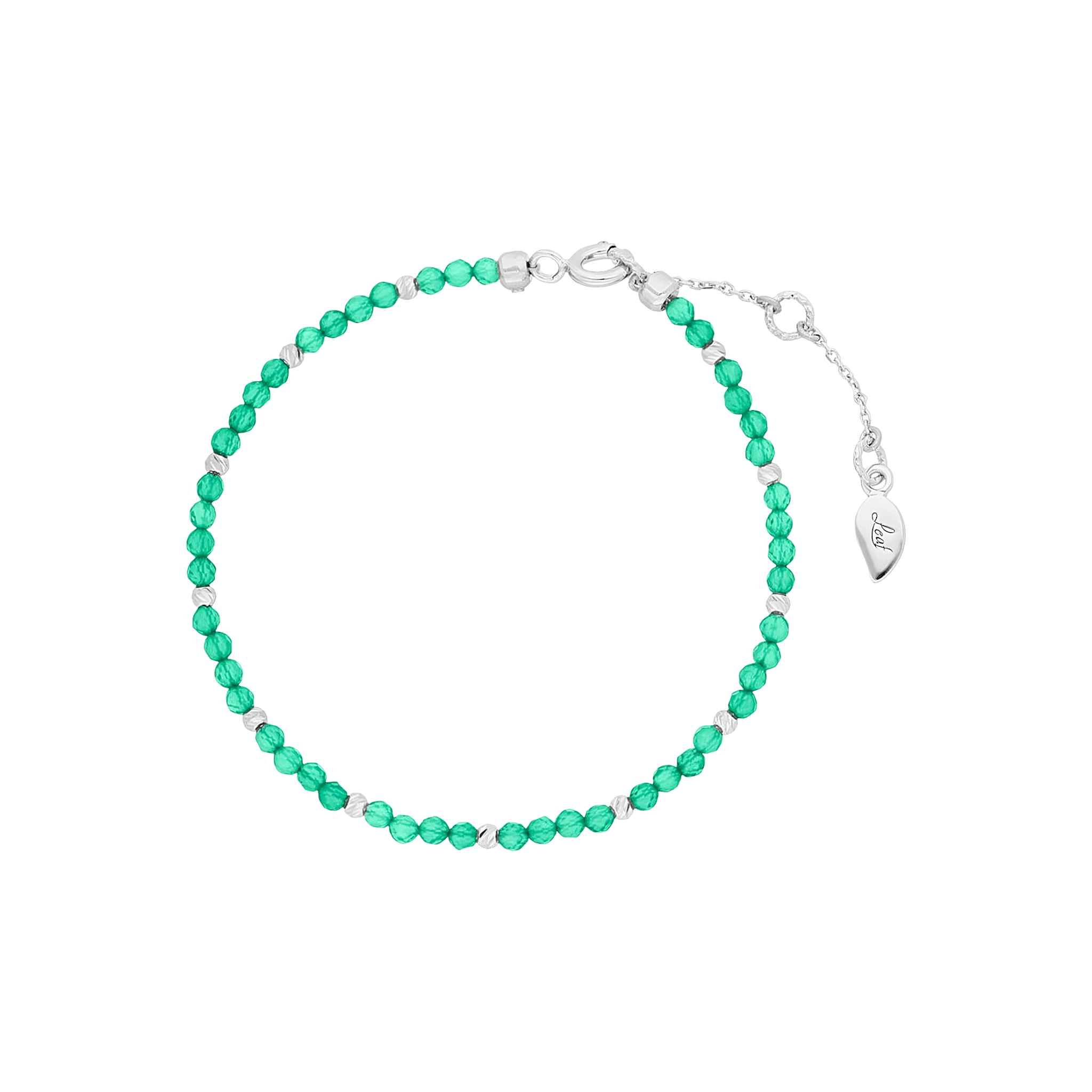 Leaf Armband Serenity, grüner Achat, Silber