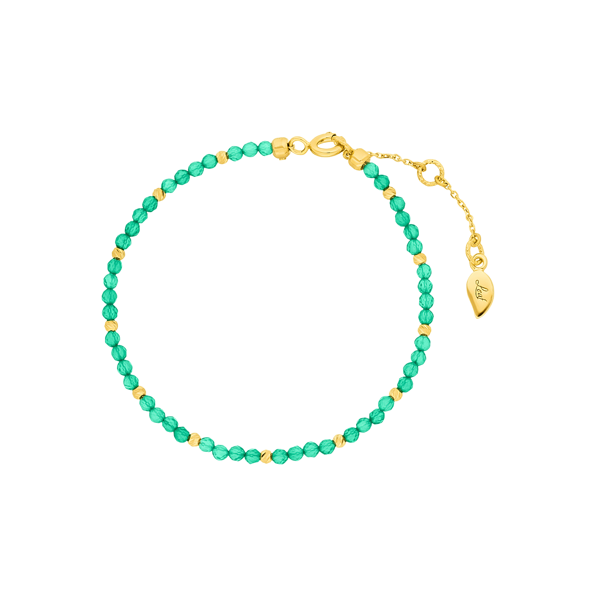 Leaf Armband Serenity, grüner Achat, vergoldet