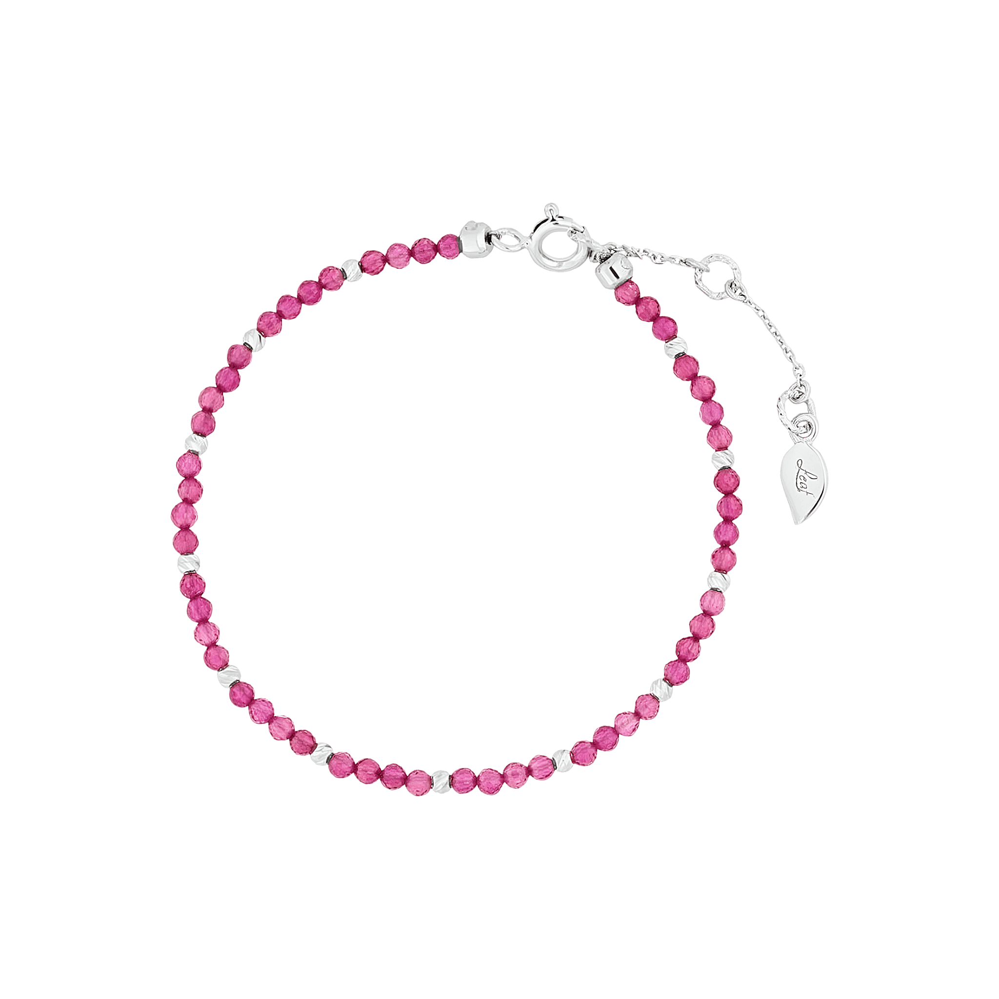 Leaf Armband Serenity, Rubin, Silber