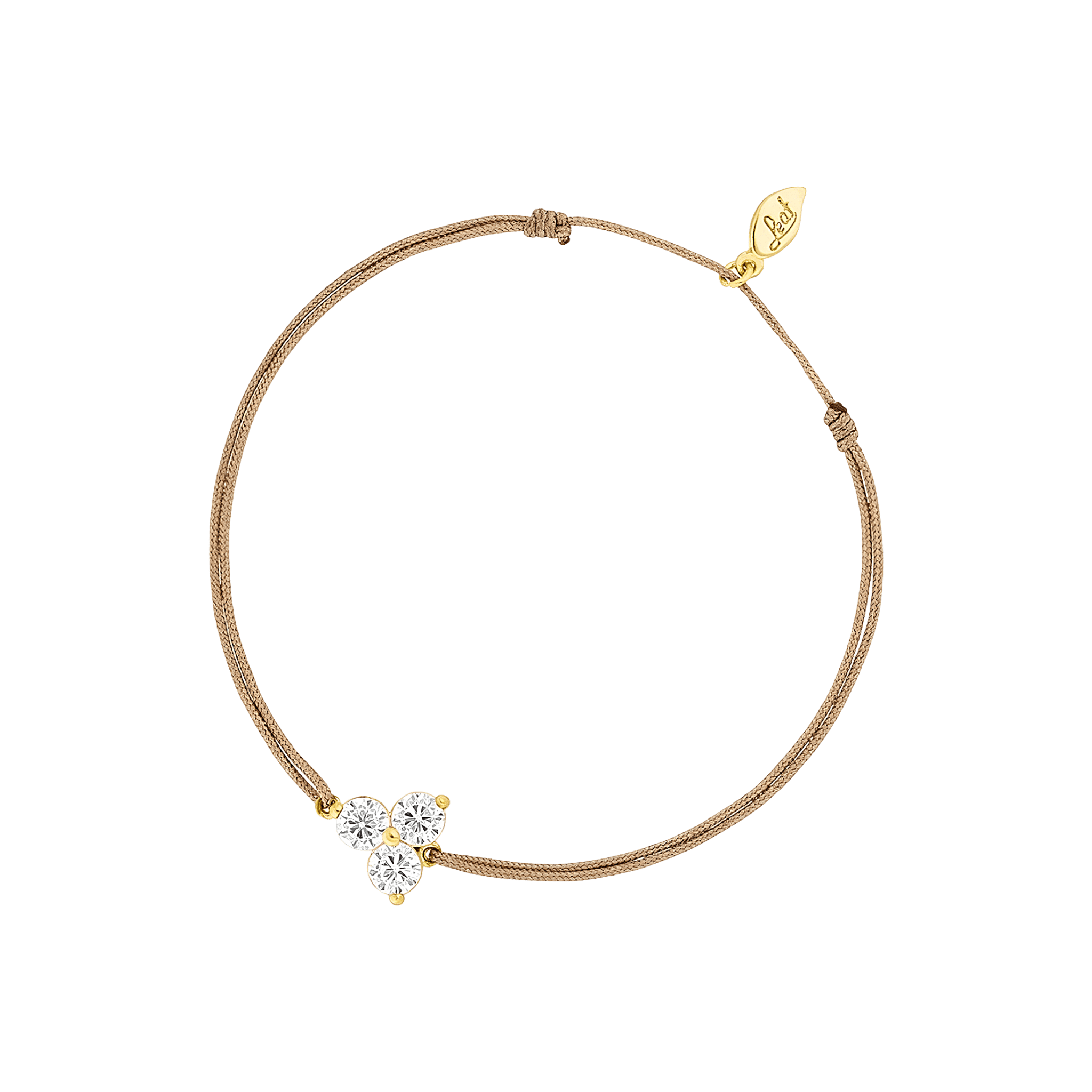 Leaf Armband Triple Zirkonia, beige, vergoldet