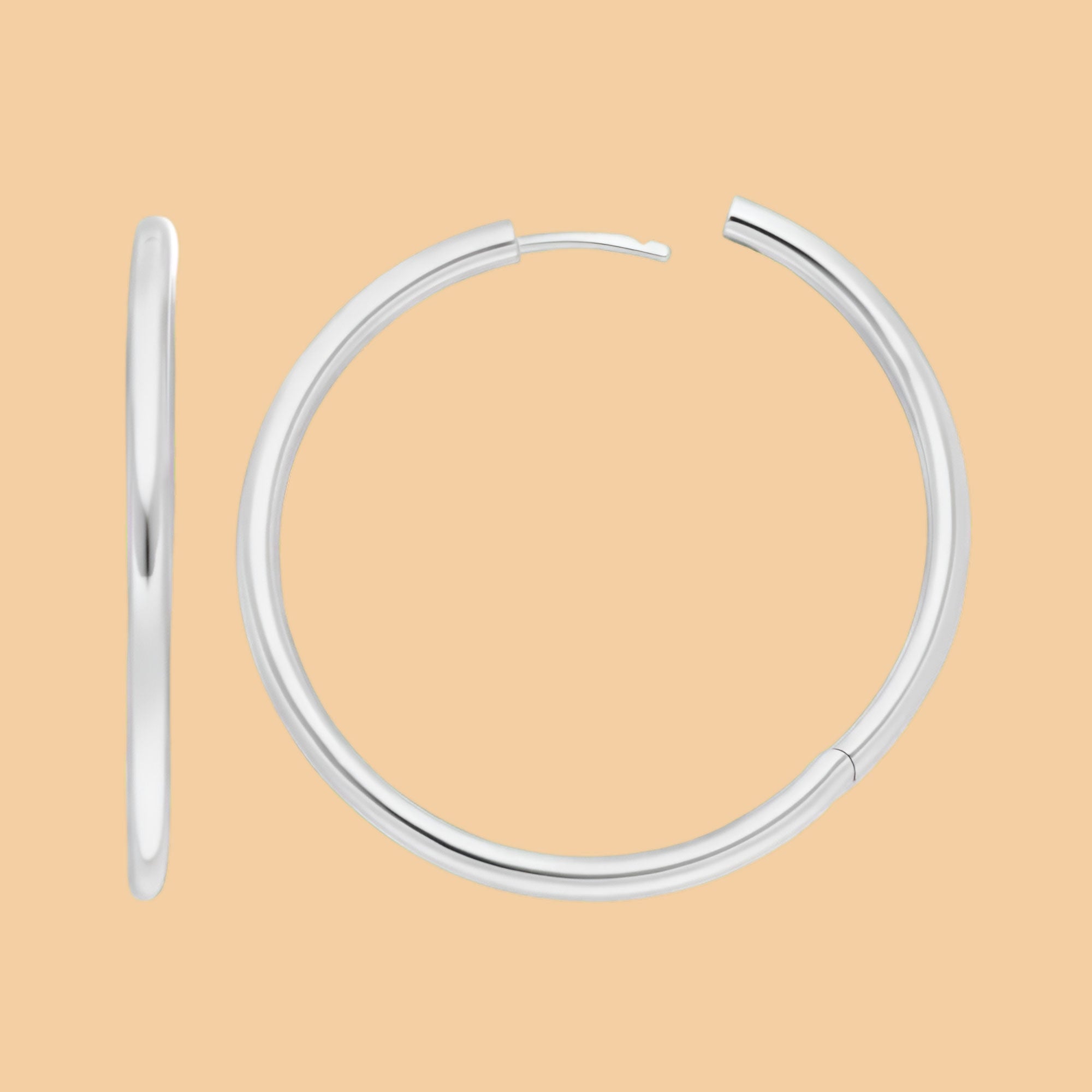 Leaf Creolen Basic Bold, 40 mm, Silber