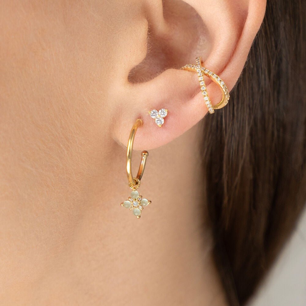 Leaf Creolen Bloom, Labradorit/Aventurin, vergoldet