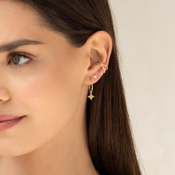 Leaf Creolen Bloom, Labradorit/Aventurin, vergoldet