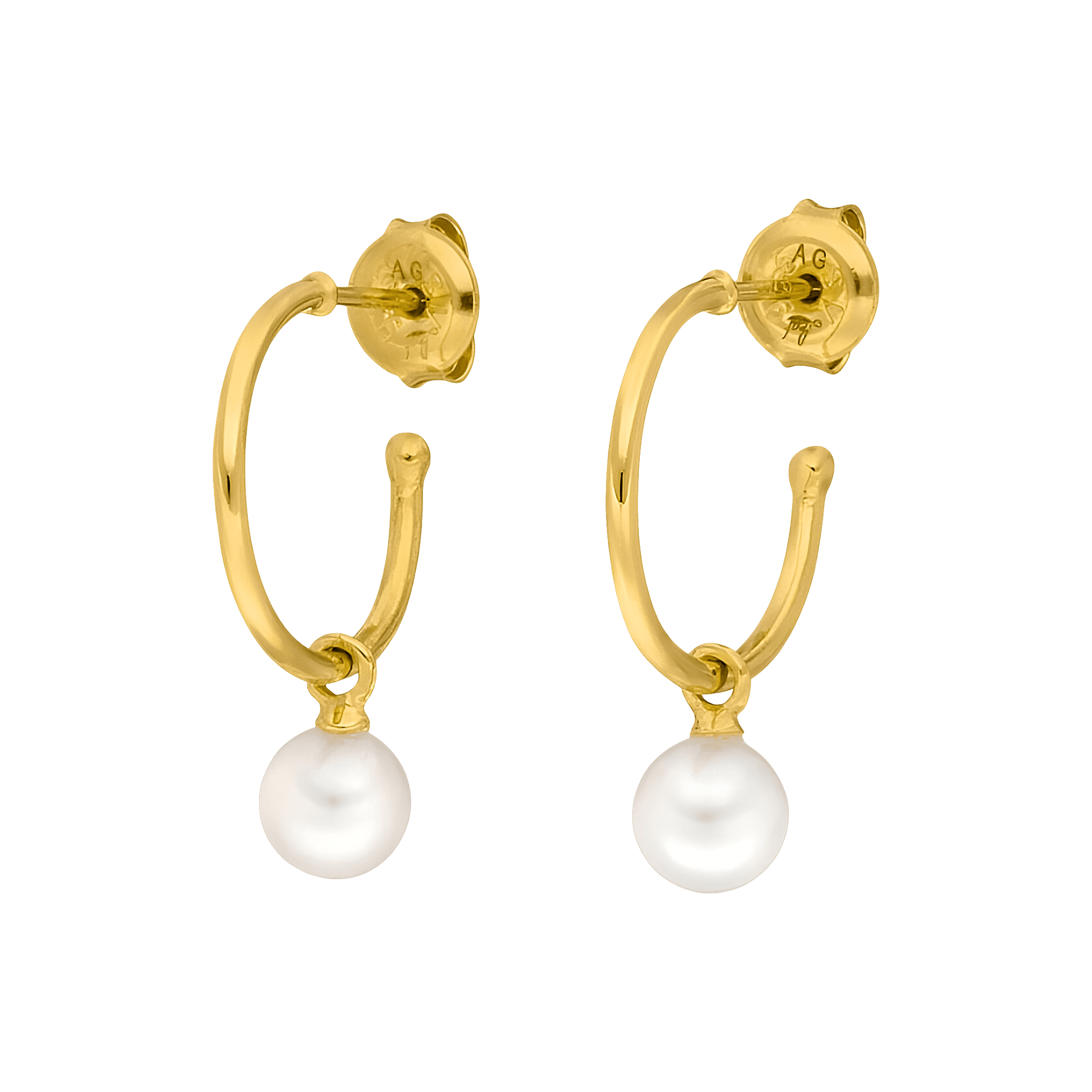 Leaf Creolen Flying Gem, Perle, vergoldet