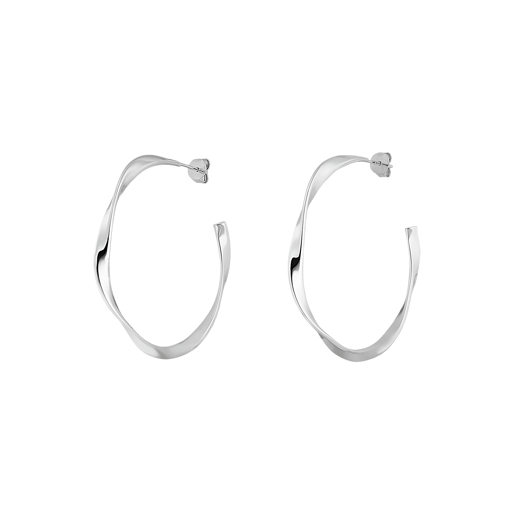 Leaf Creolen Twist, groß, Silber