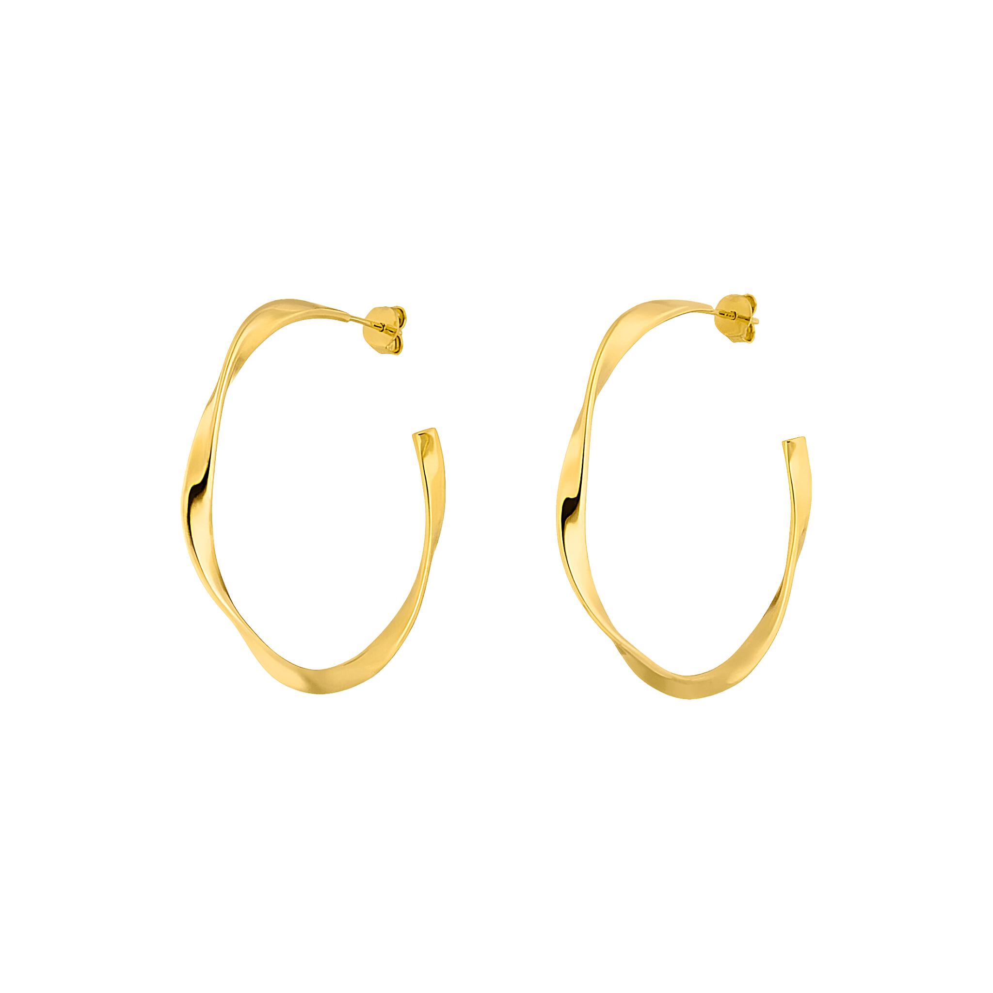 Leaf Creolen Twist, groß, vergoldet