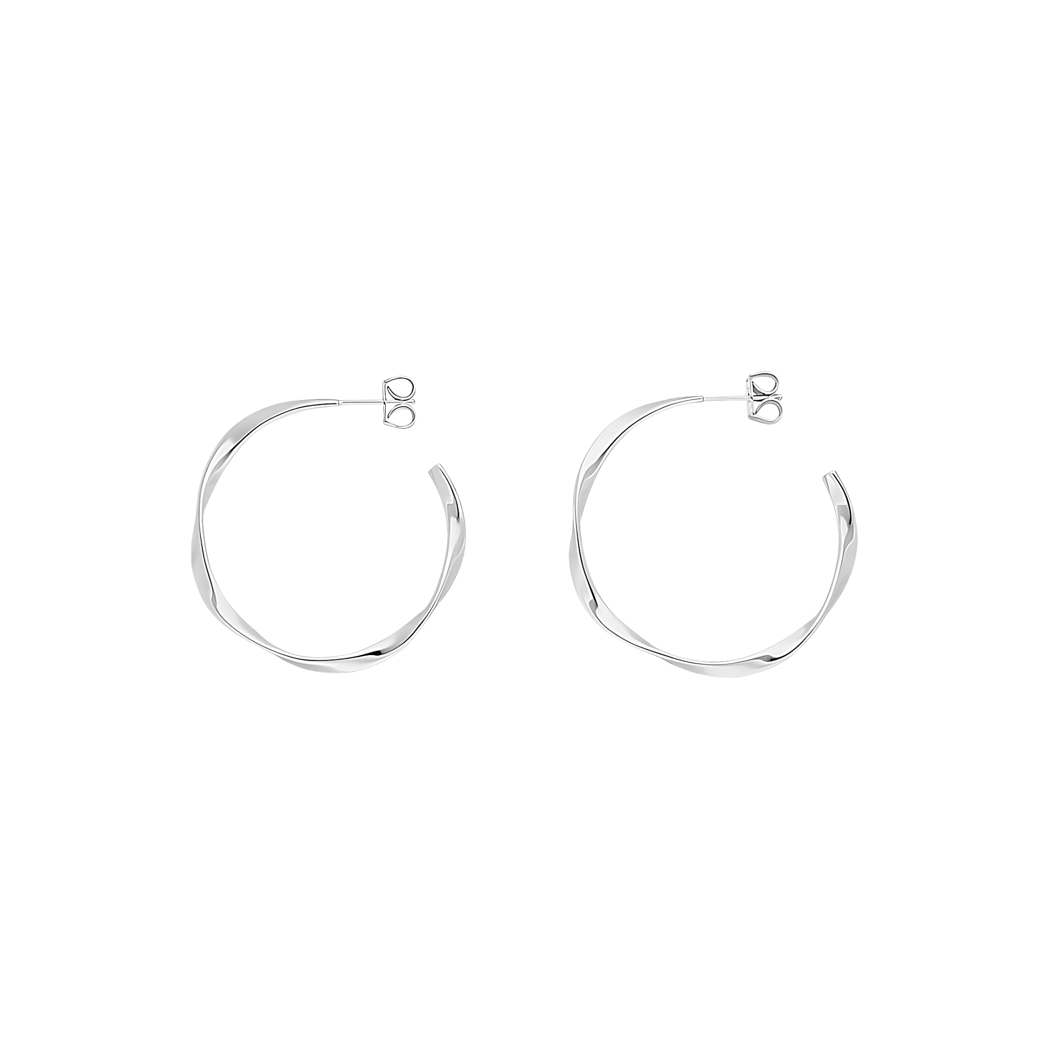 Leaf Creolen Twist, klein, Silber