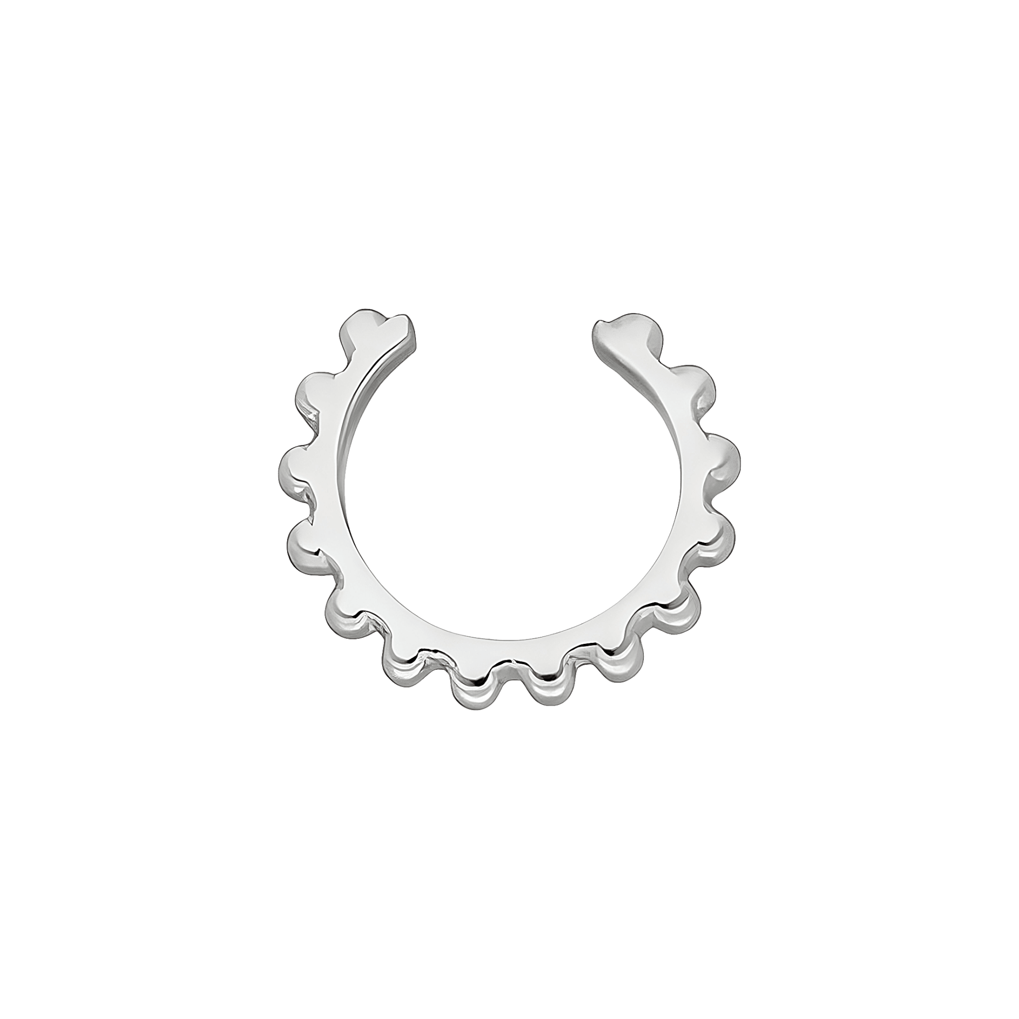 Leaf Earcuff Bubbles, Silber