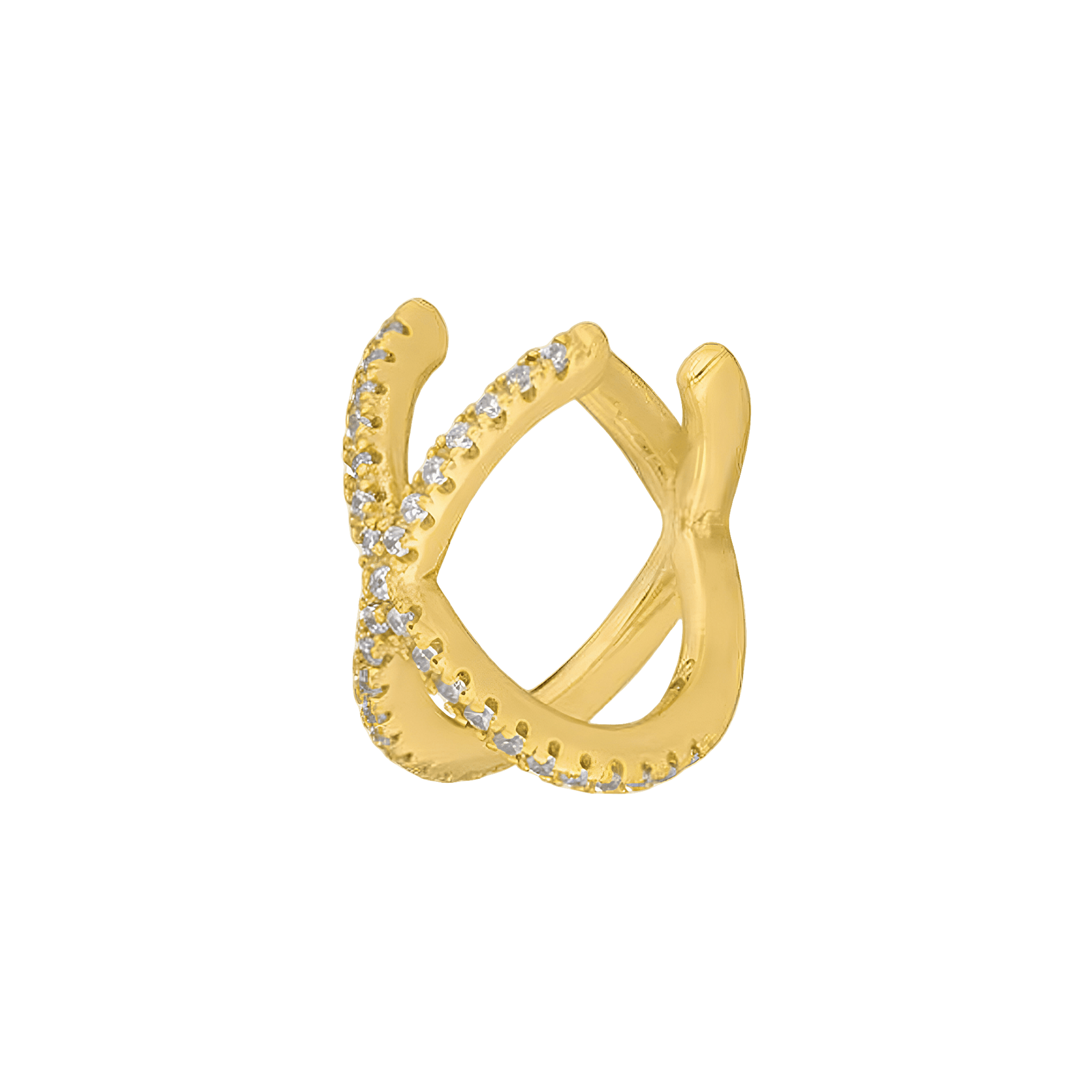 Leaf Earcuff Cross CZ, vergoldet