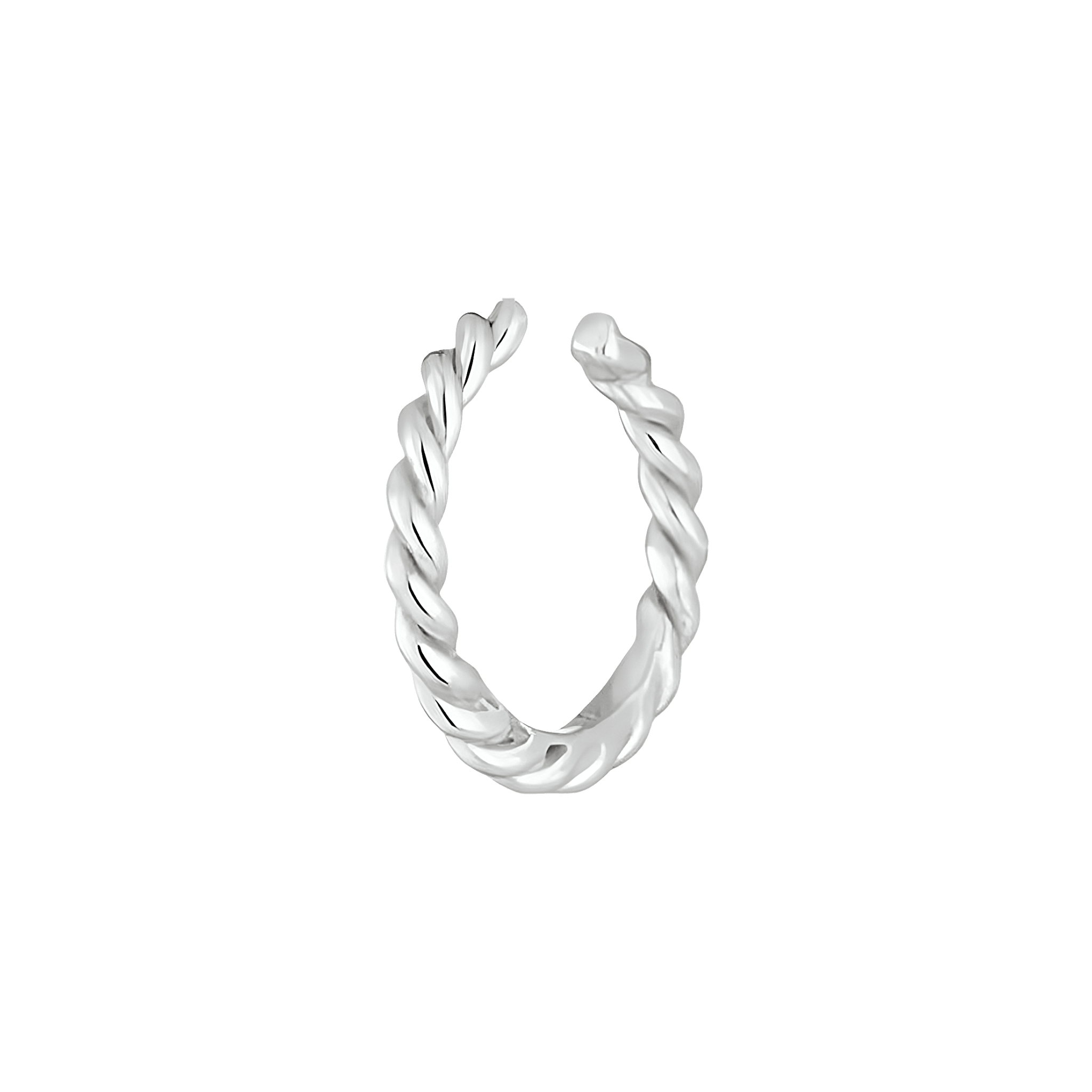Leaf Earcuff Rope, Silber