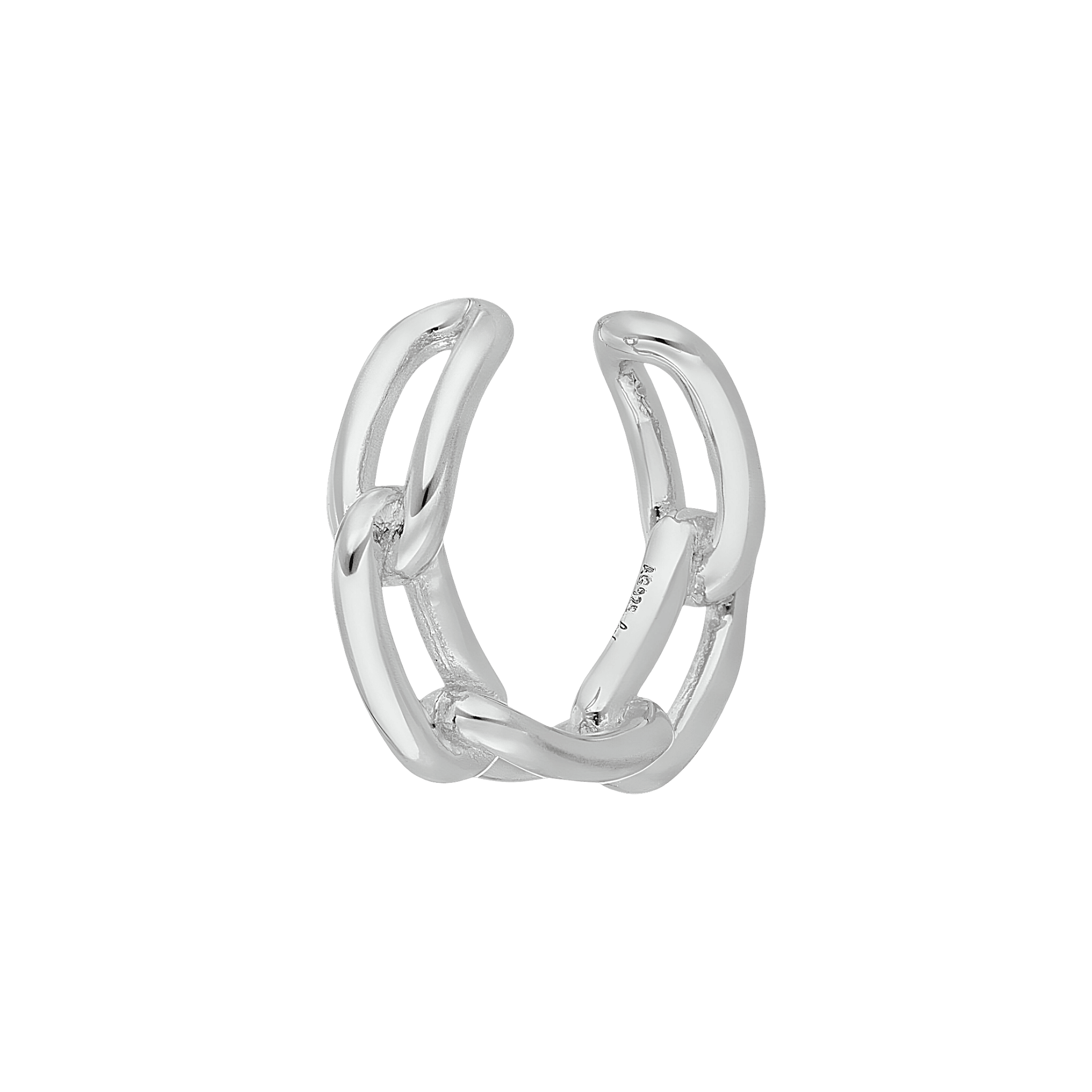 Leaf Earcuff Square Chain, Silber