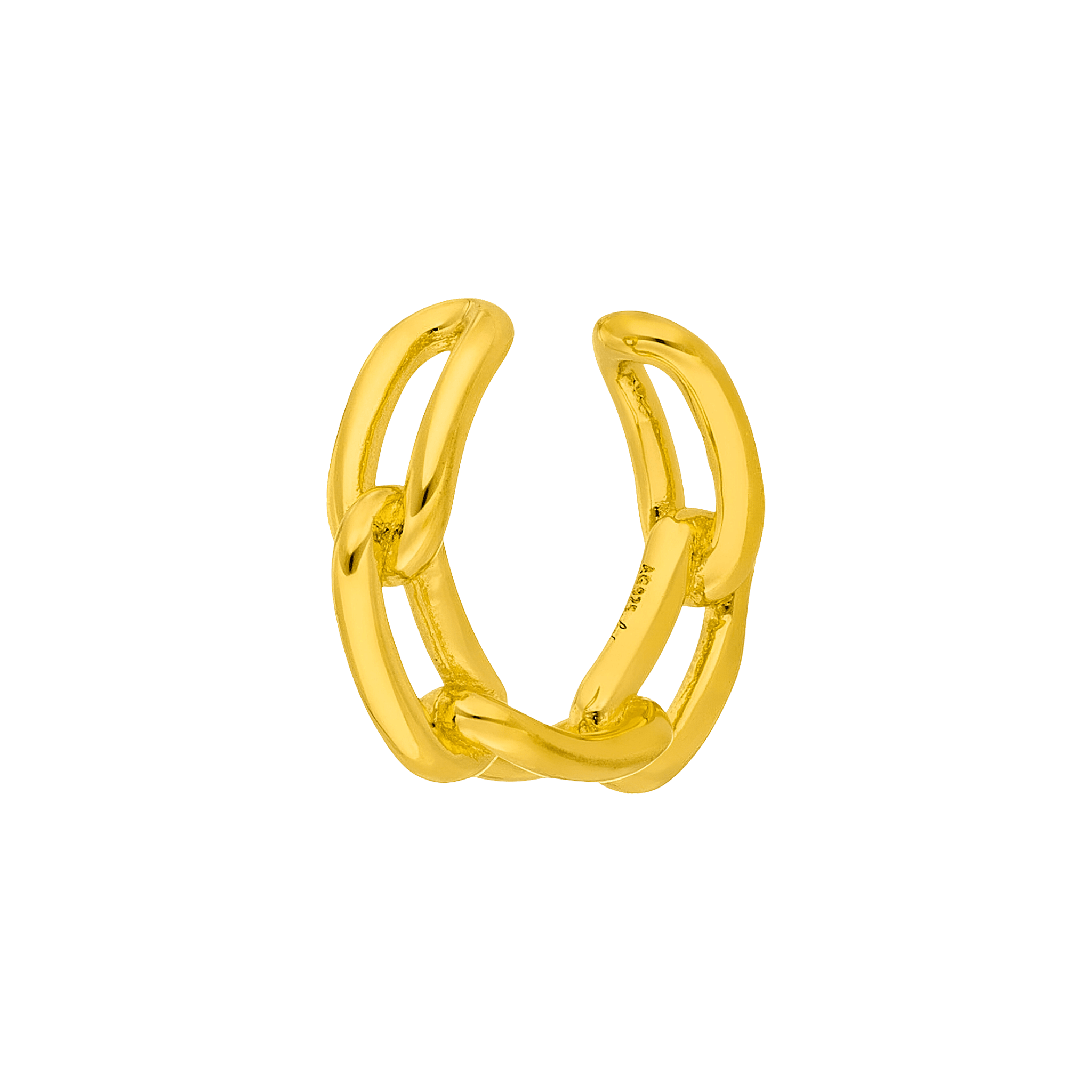 Leaf Earcuff Square Chain, vergoldet