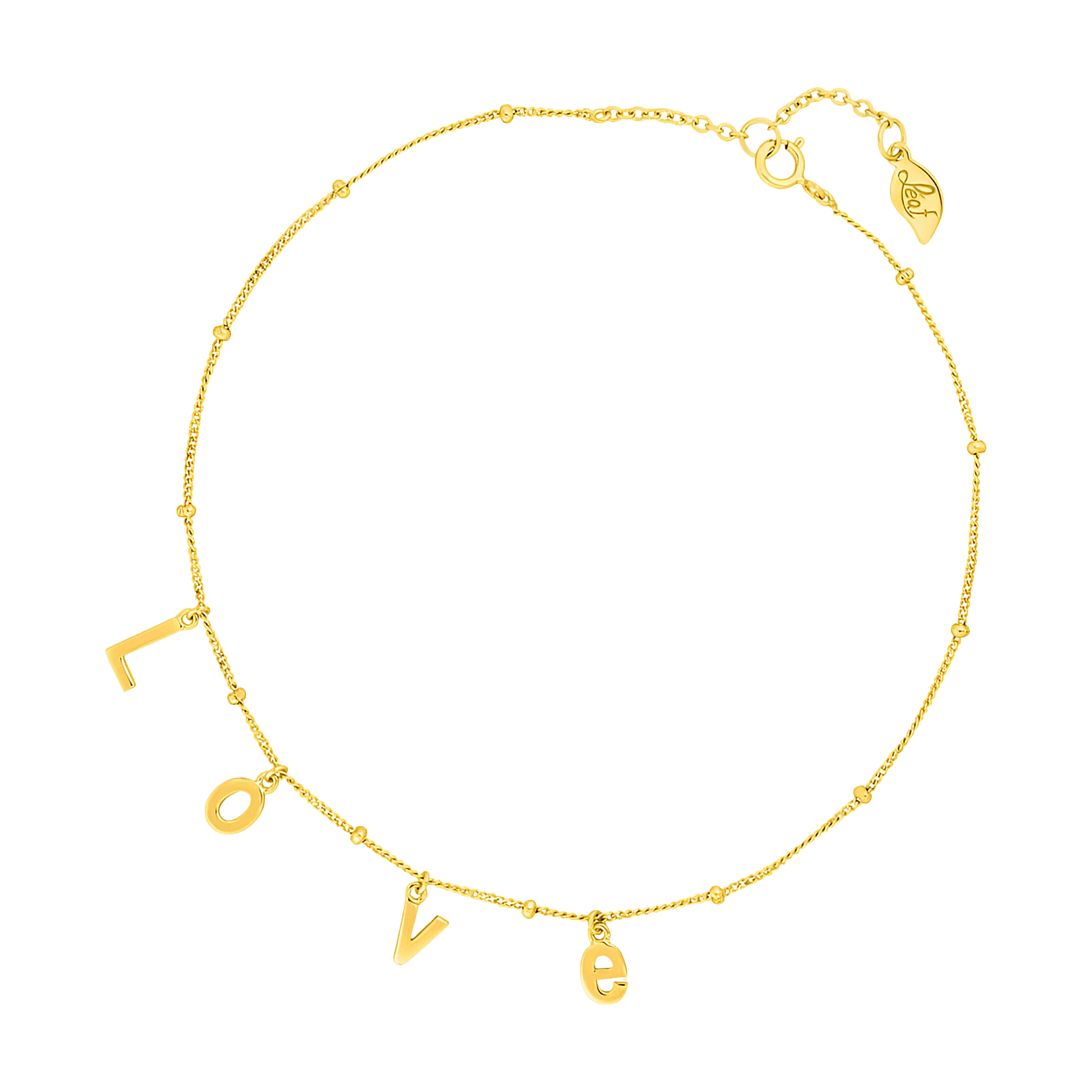 Leaf Fußkette Love, vergoldet