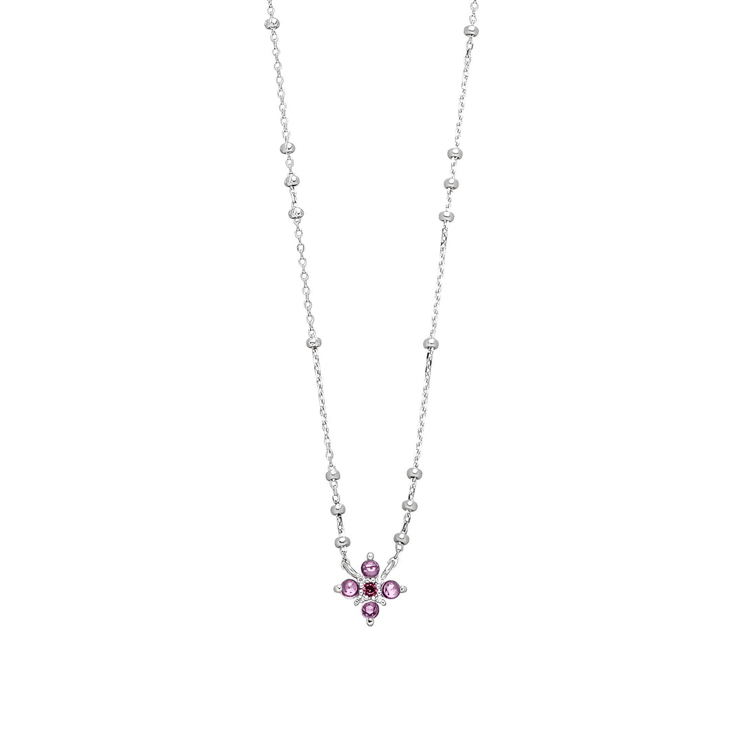 Leaf Kette Bloom, Amethyst/Rhodolith, Silber