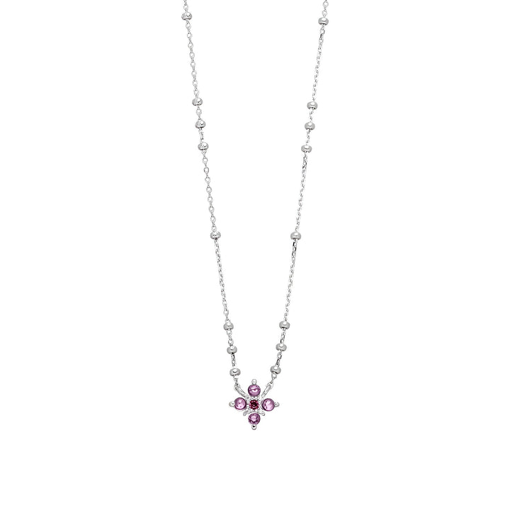Leaf Kette Bloom, Amethyst/Rhodolith, Silber