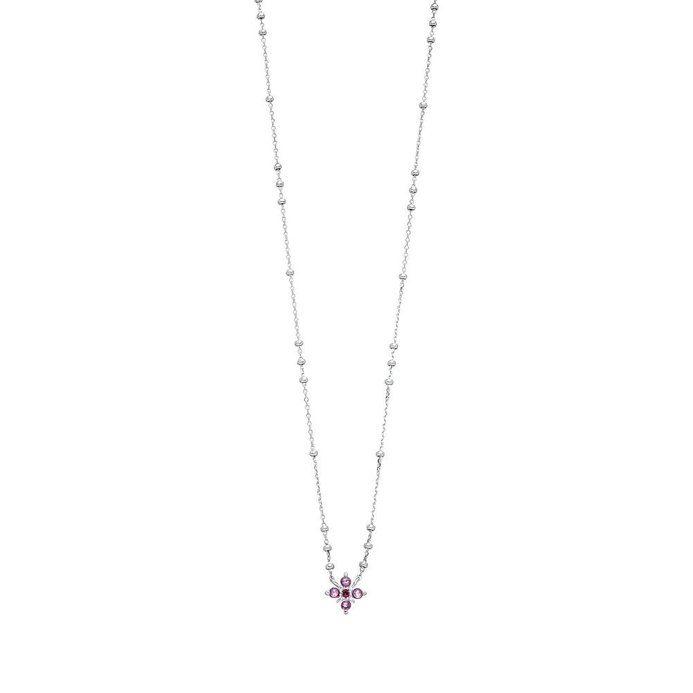 Leaf Kette Bloom, Amethyst/Rhodolith, Silber