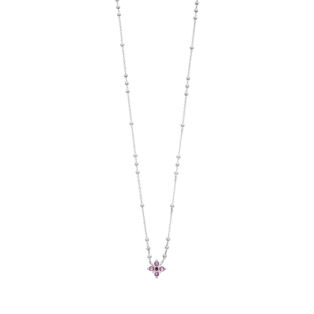 Leaf Kette Bloom, Amethyst/Rhodolith, Silber