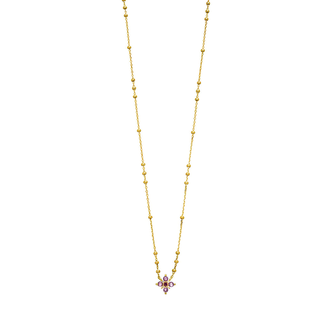 Leaf Kette Bloom, Amethyst/Rhodolith, vergoldet