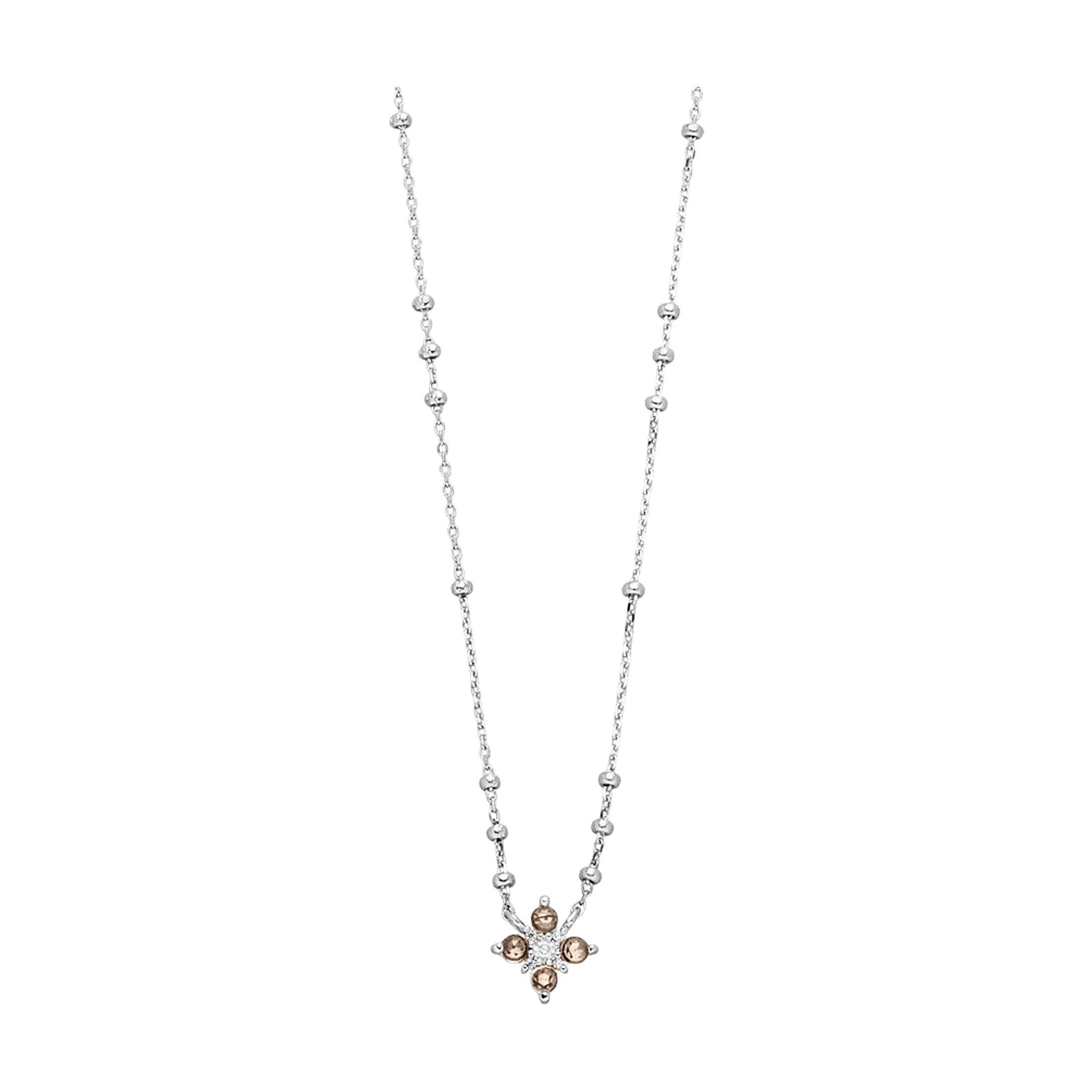 Leaf Kette Bloom, Rauchquarz/Mondstein, Silber