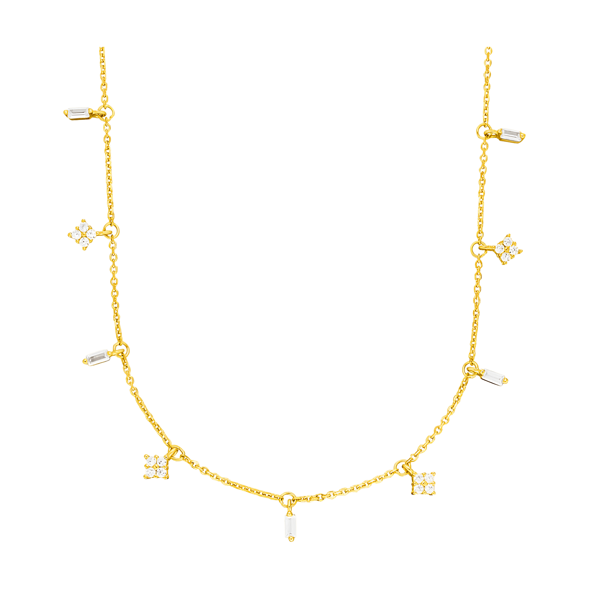 Leaf Kette Choker Crystal, vergoldet