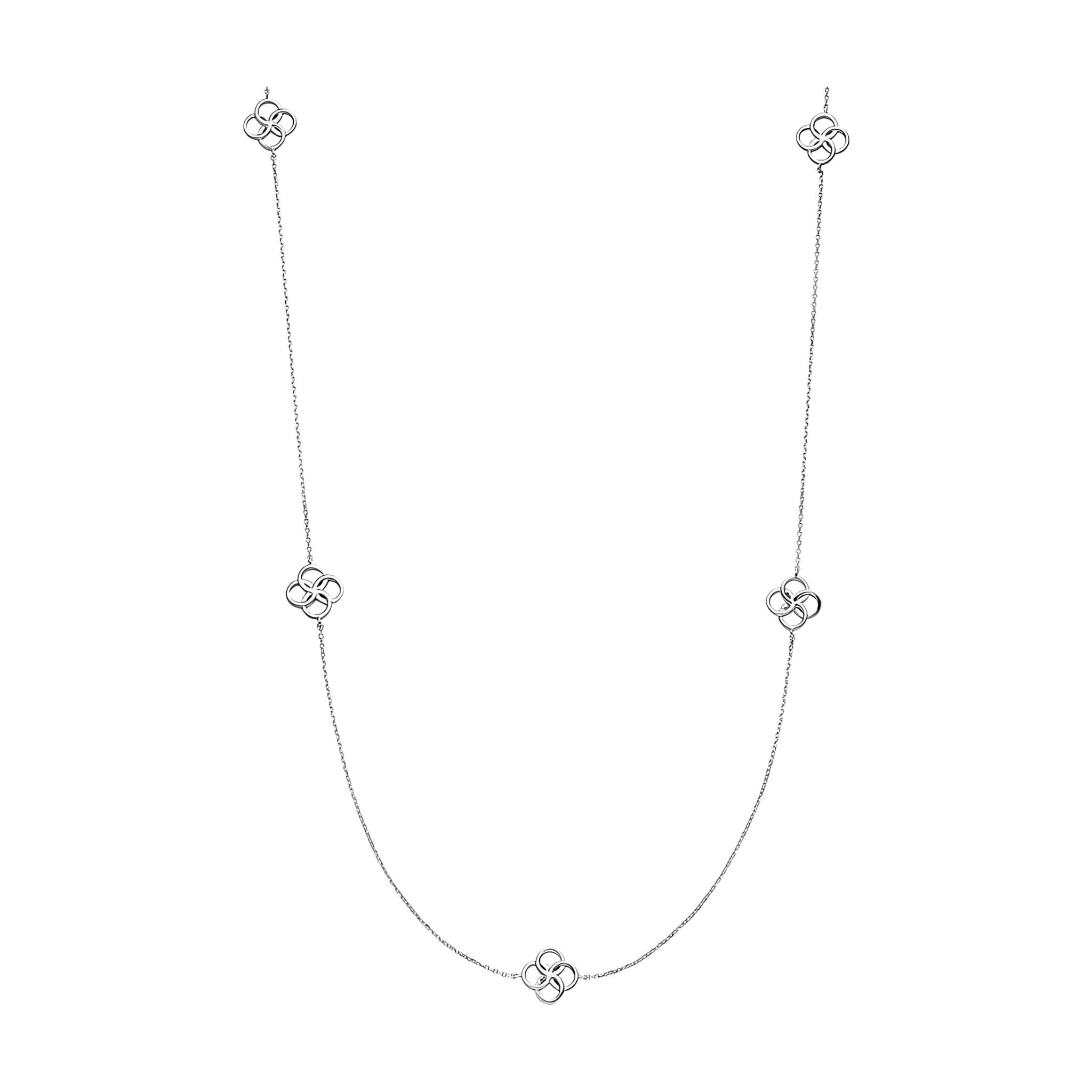 Leaf Kette Clover Charm, lang, Silber