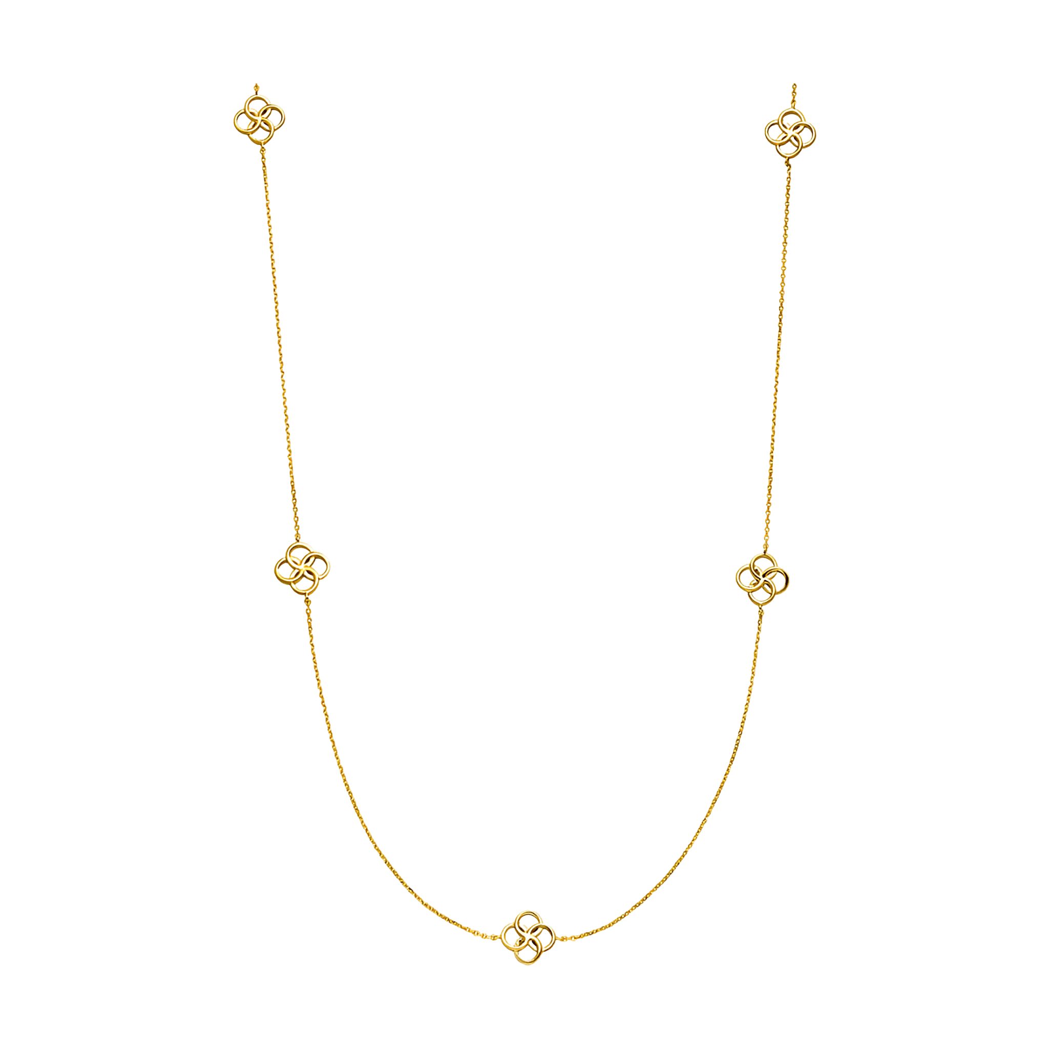 Leaf Kette Clover Charm, lang, vergoldet