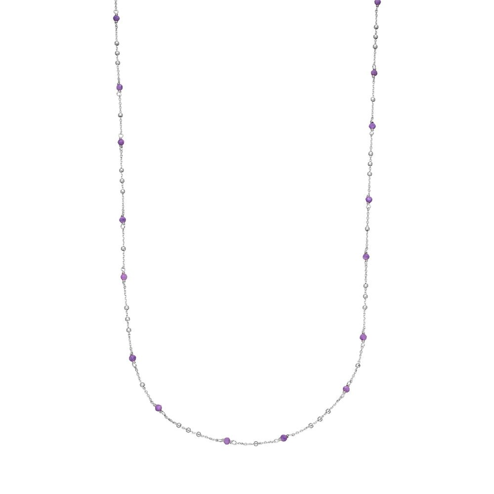 Leaf Kette Flying Gems, Amethyst, lang, Silber