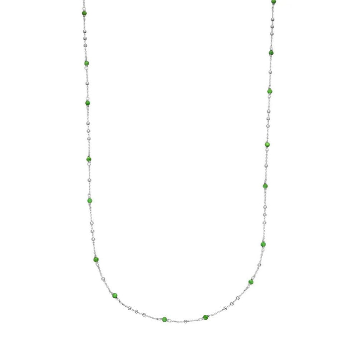 Leaf Kette Flying Gems, grüner Achat, lang, Silber