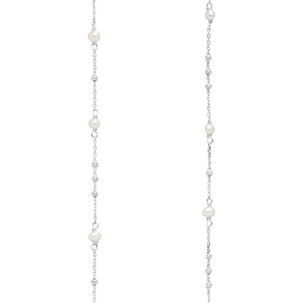 Leaf Kette Flying Gems, Perle, lang, Silber