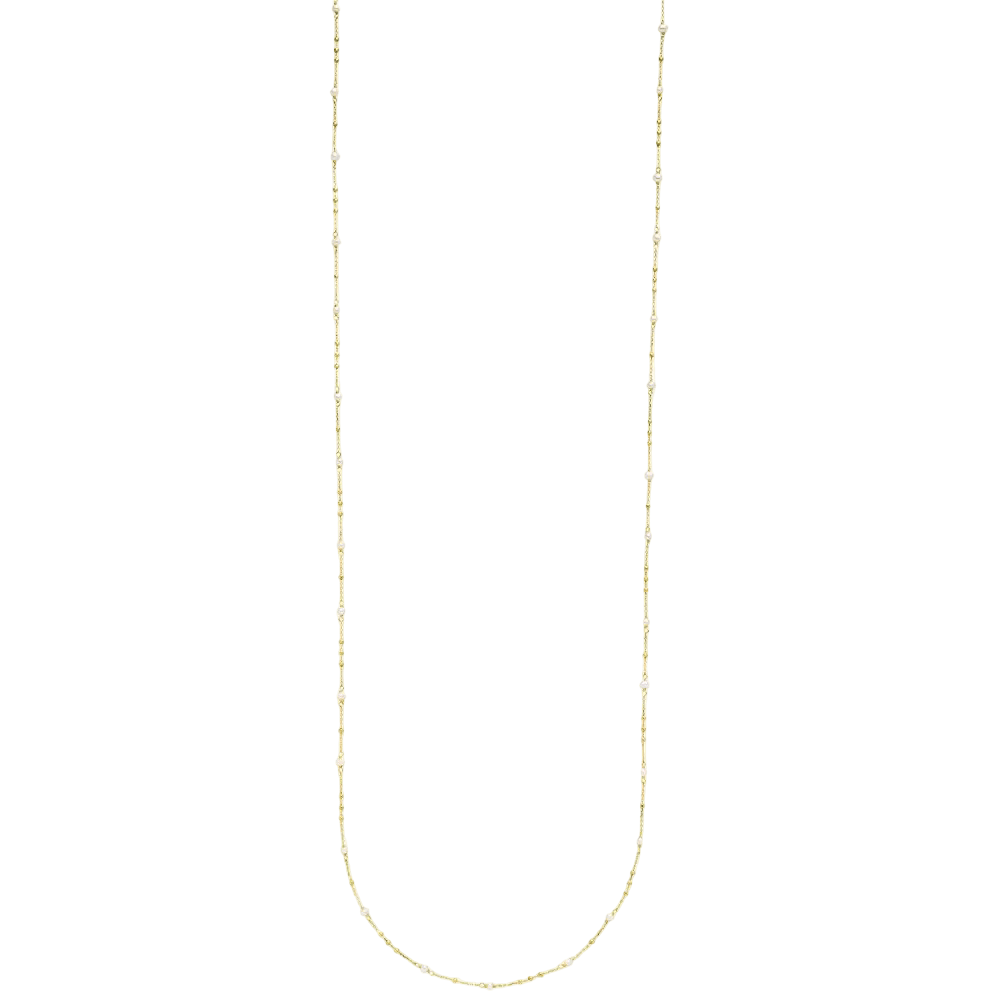 Leaf Kette Flying Gems, Perle, lang, vergoldet