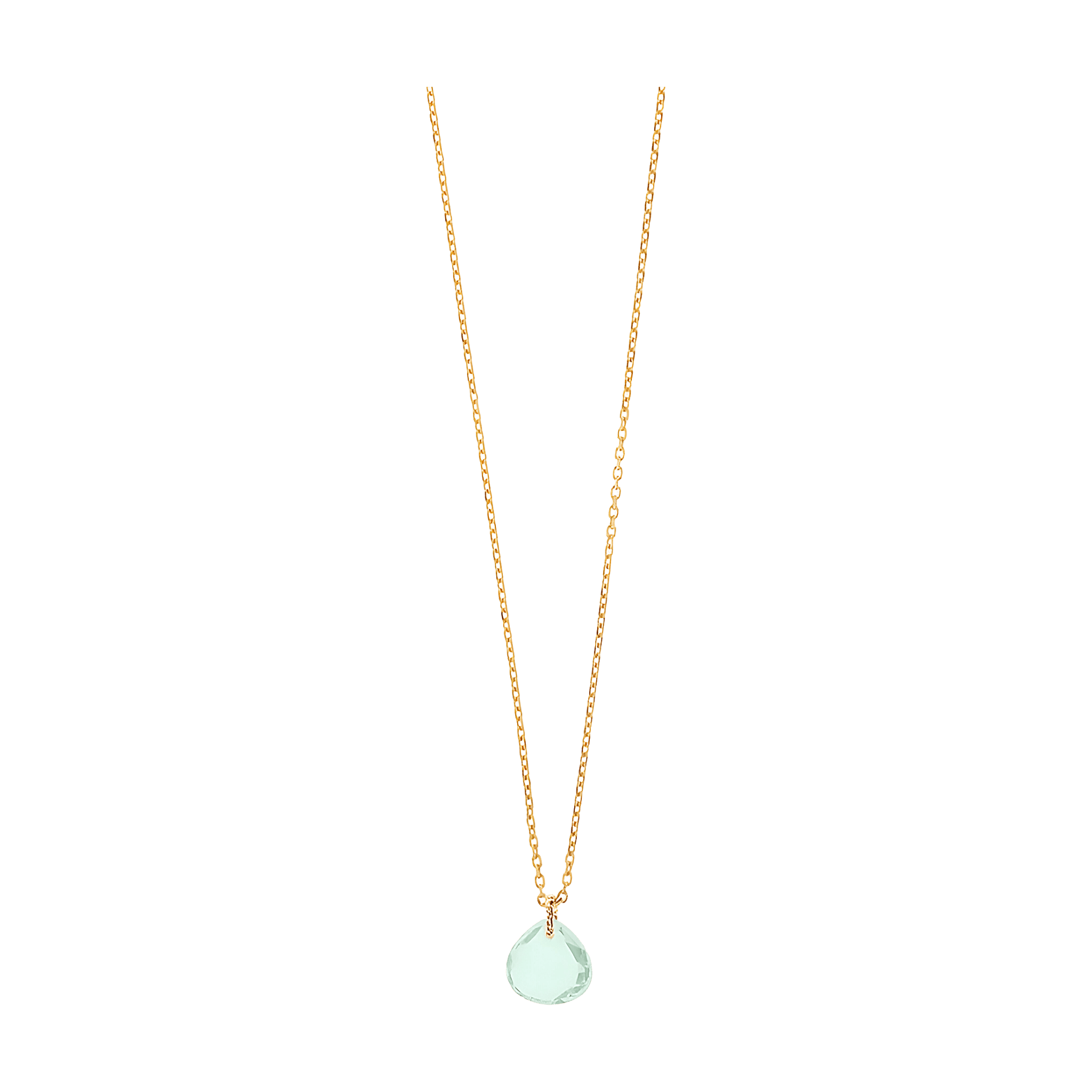 Leaf Kette Heart Stone, Aqua Chalzedon, vergoldet