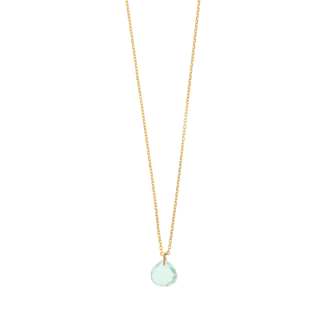 Leaf Kette Heart Stone, Aqua Chalzedon, vergoldet