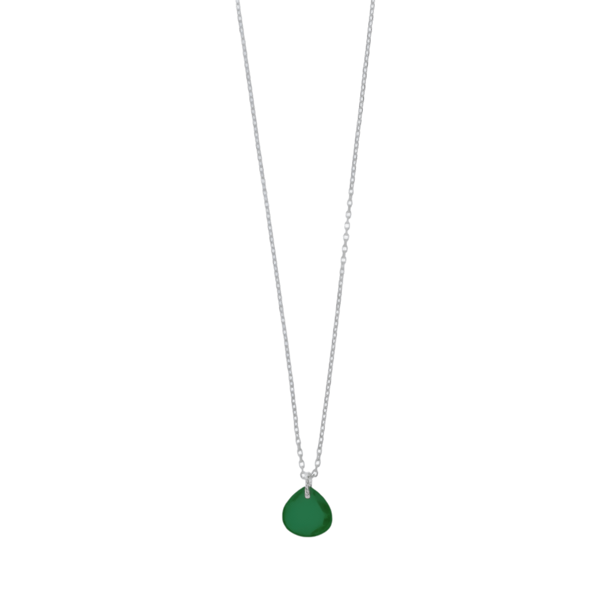 Leaf Kette Heart Stone, grüner Achat, Silber