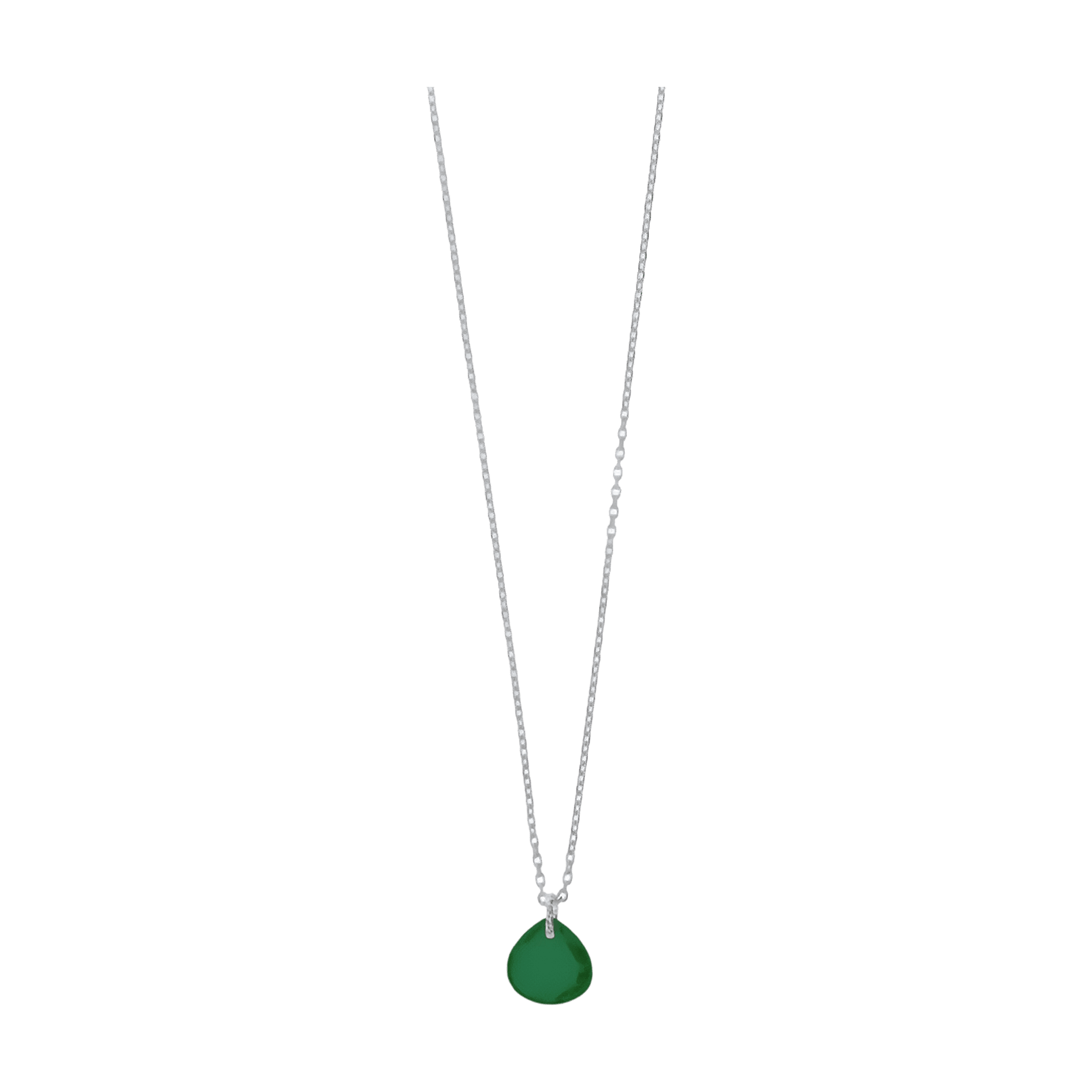 Leaf Kette Heart Stone, grüner Achat, Silber