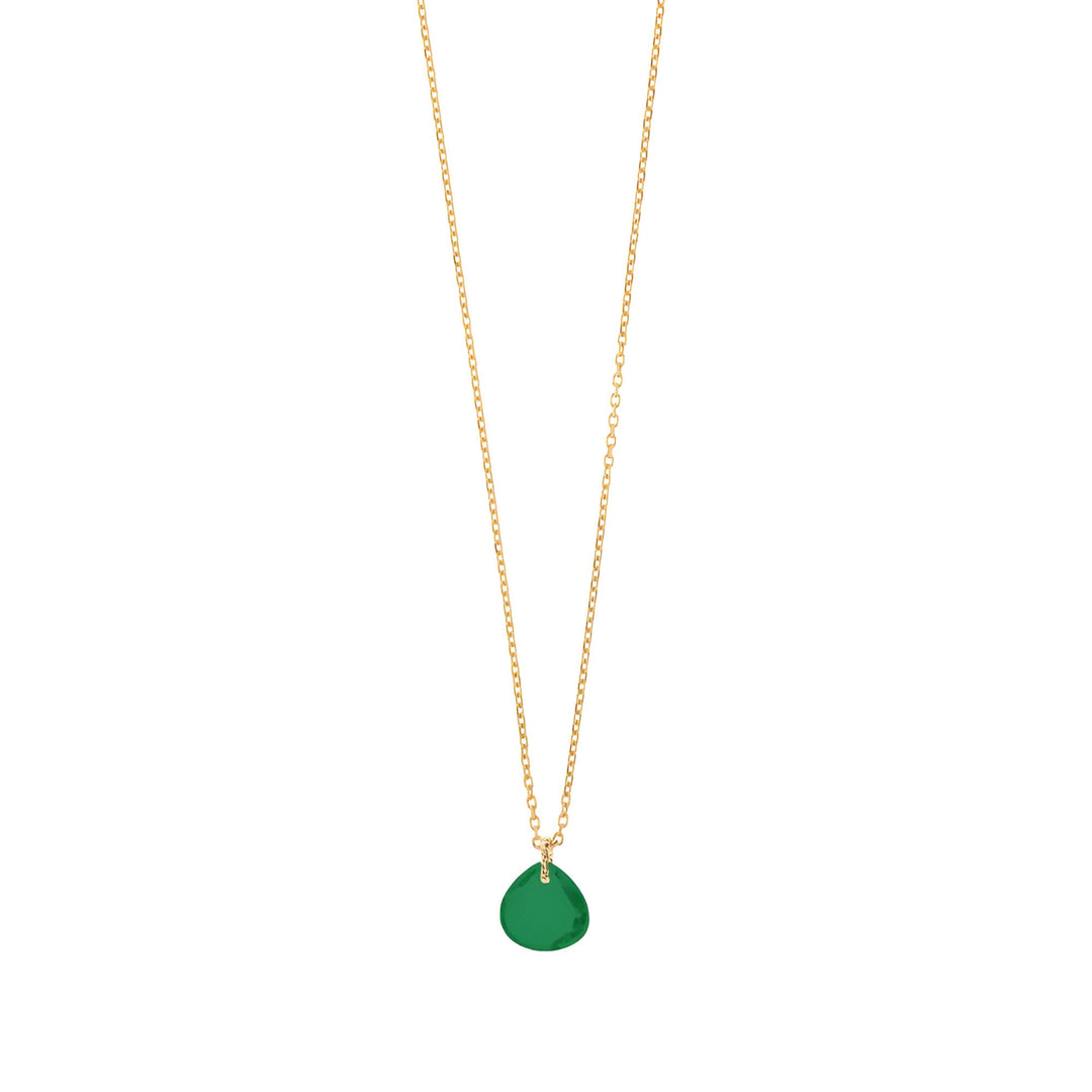 Leaf Kette Heart Stone, grüner Achat, vergoldet