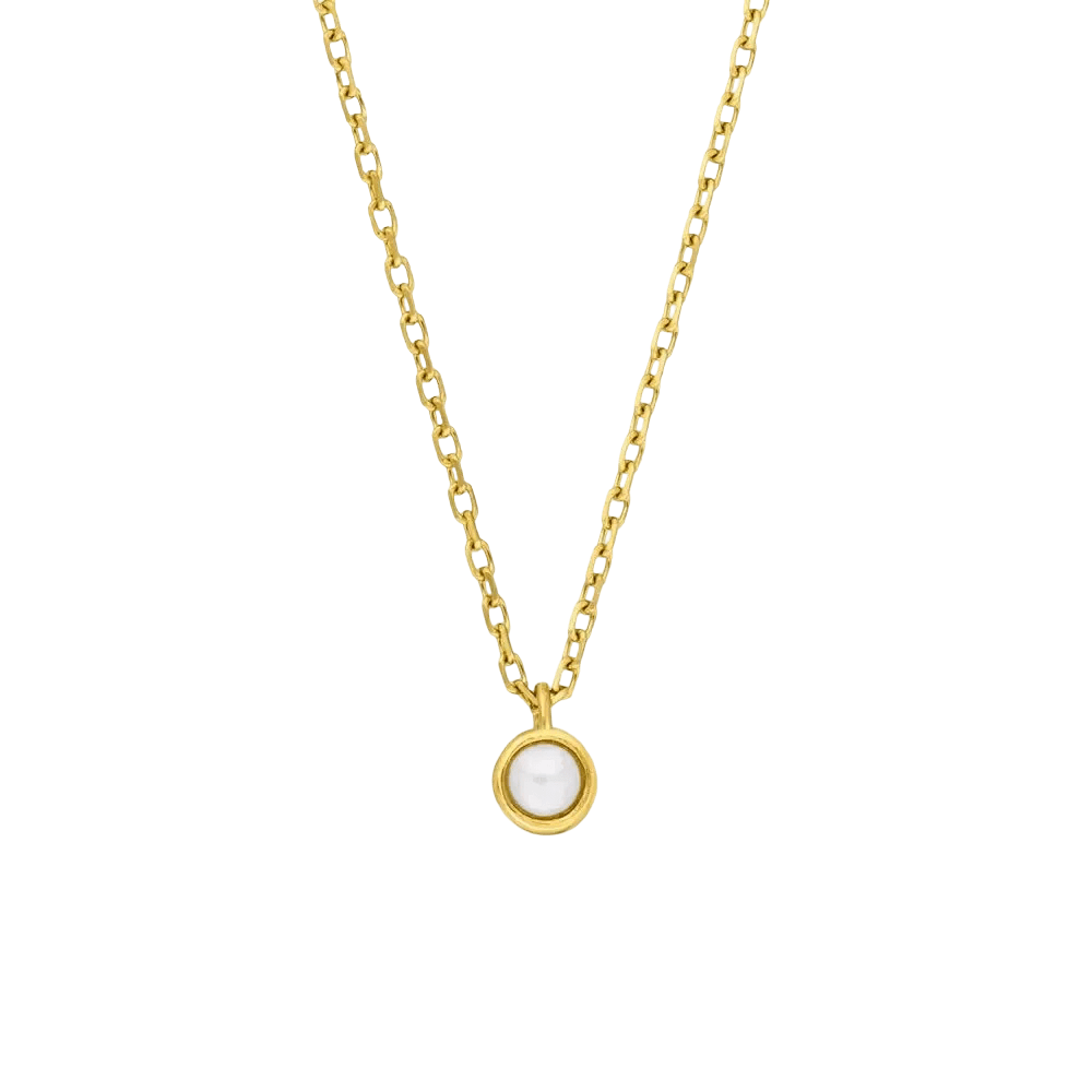 Leaf Kette Pure, Perle, vergoldet