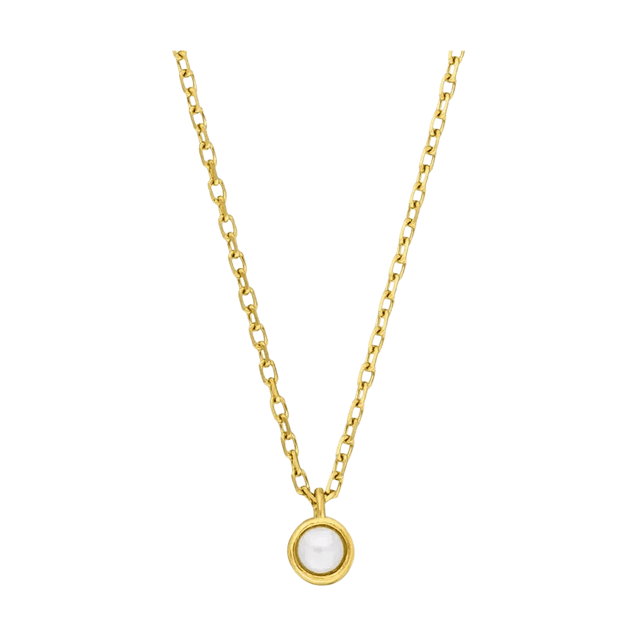 Leaf Kette Pure, Perle, vergoldet