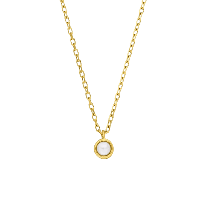 Leaf Kette Pure, Perle, vergoldet