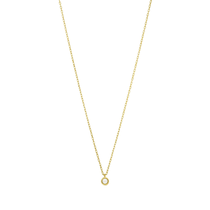Leaf Kette Pure, Perle, vergoldet