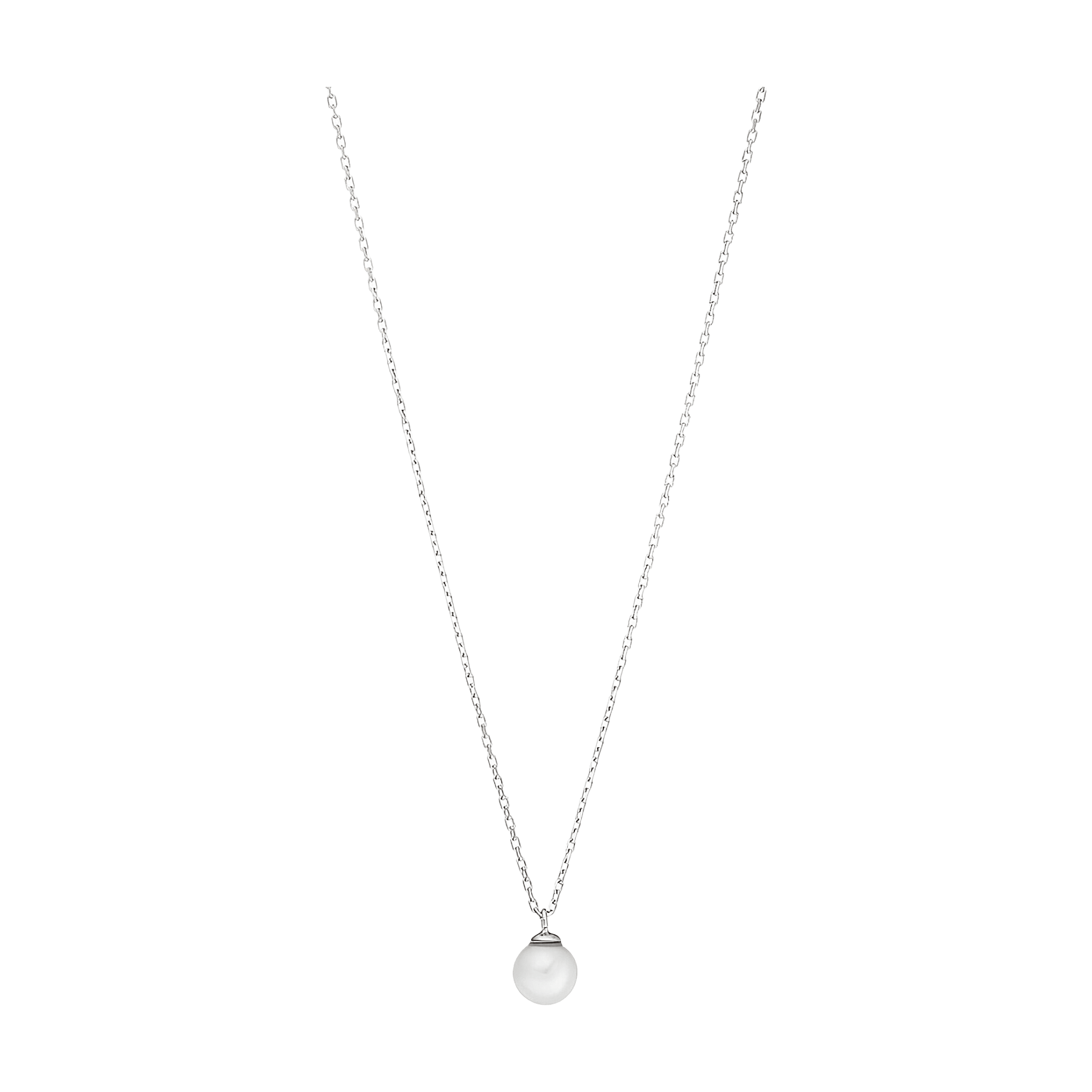 Leaf Kette Rain Drop, Perle einzeln, Silber