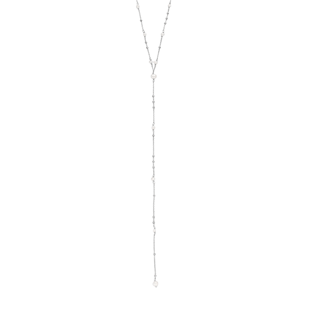Leaf Kette Y - Flying Pearls, Silber
