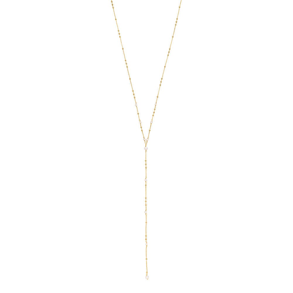 Leaf Kette Y-Flying Pearls, vergoldet