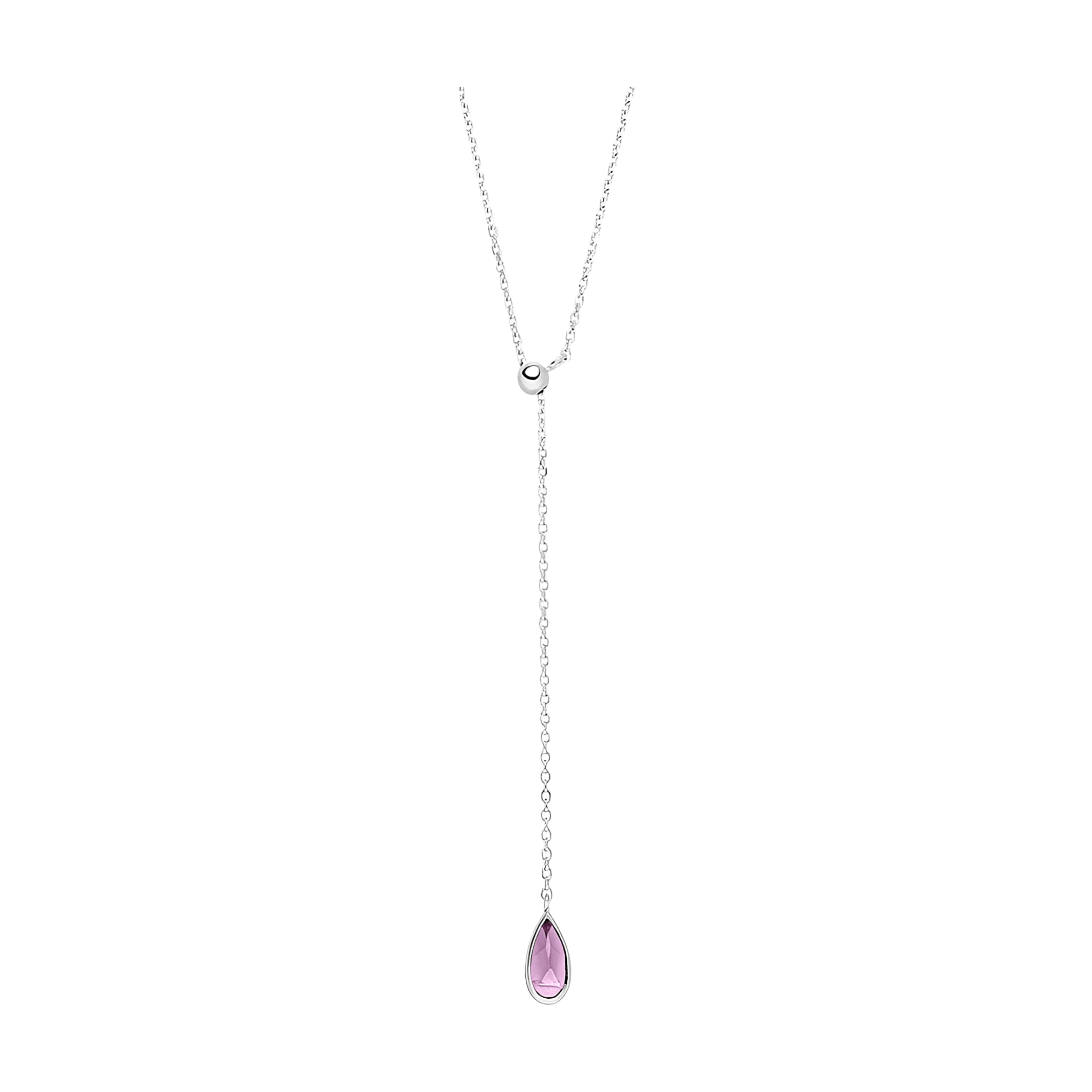 Leaf Kette Y - Gem Drop, Amethyst, Silber