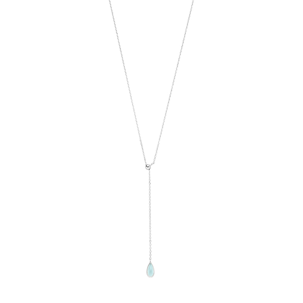 Leaf Kette Y-Gem Drop, Aqua Chalzedon, Silber