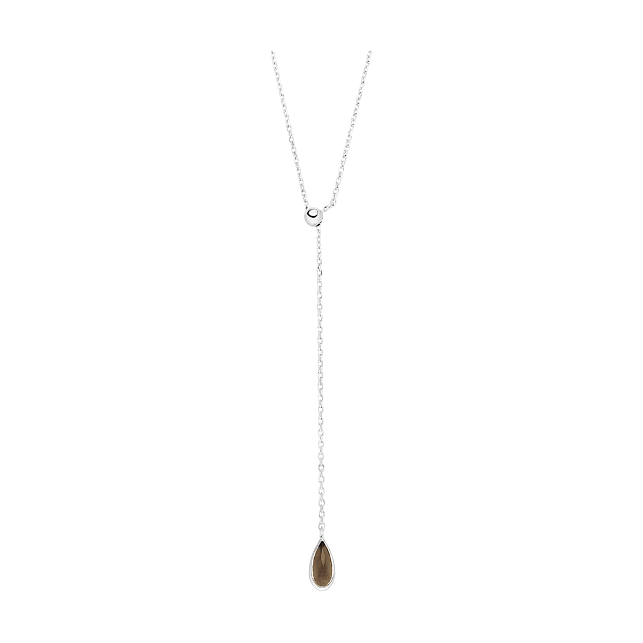 Leaf Kette Y-Gem Drop, Rauchquarz, Silber