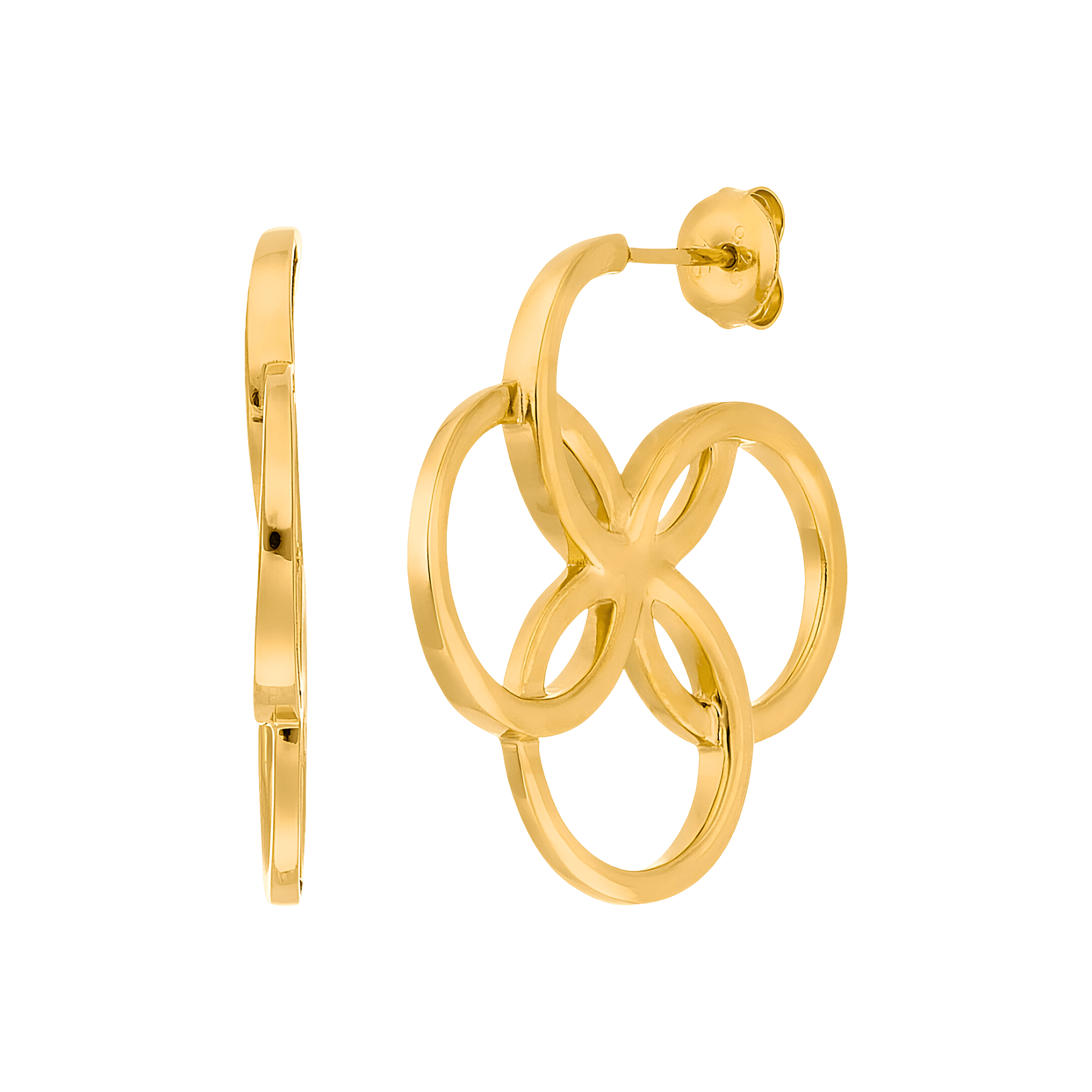 Leaf Ohrringe Clover Charm, klein, vergoldet