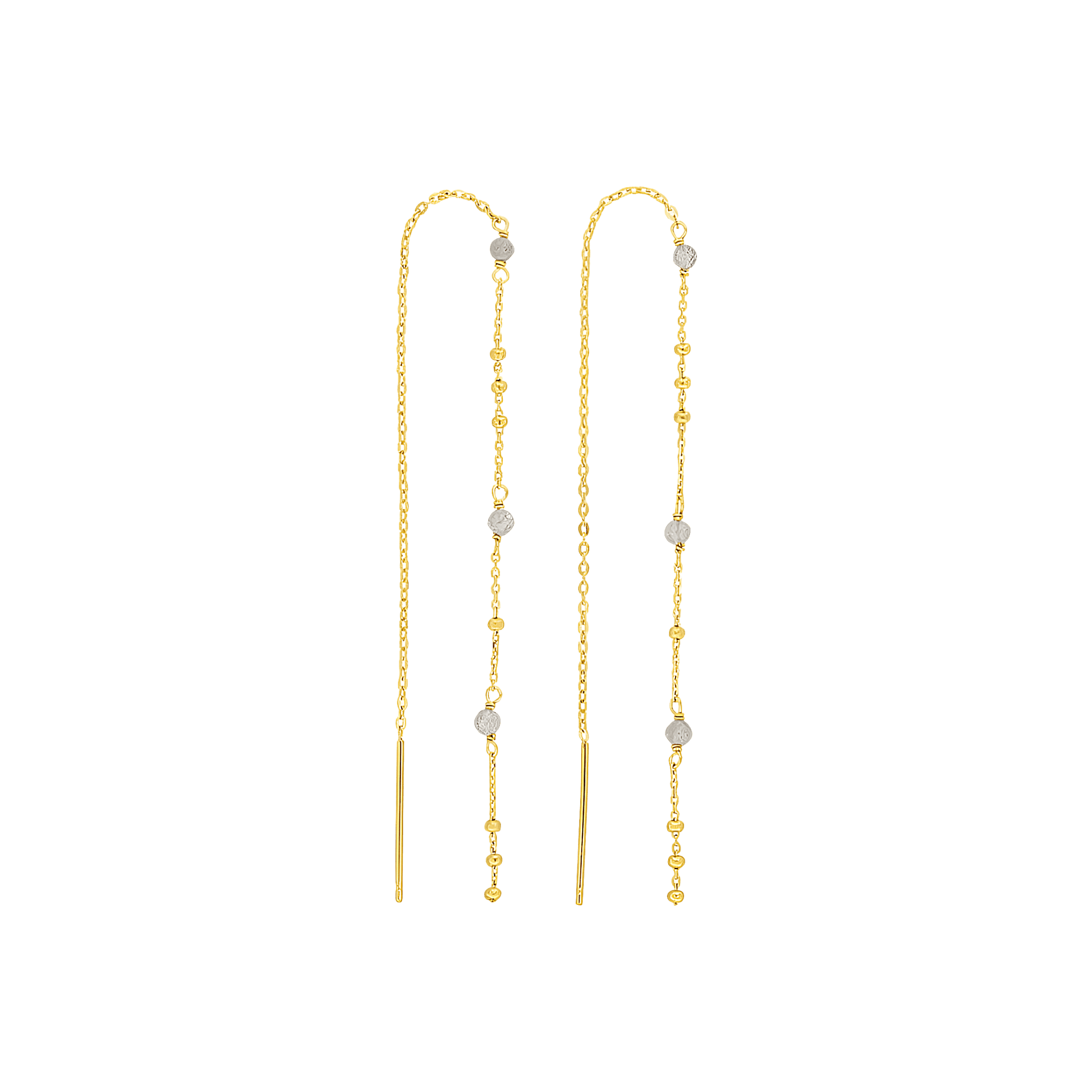 Leaf Ohrringe Flying Gems, lang, Labradorit, vergoldet