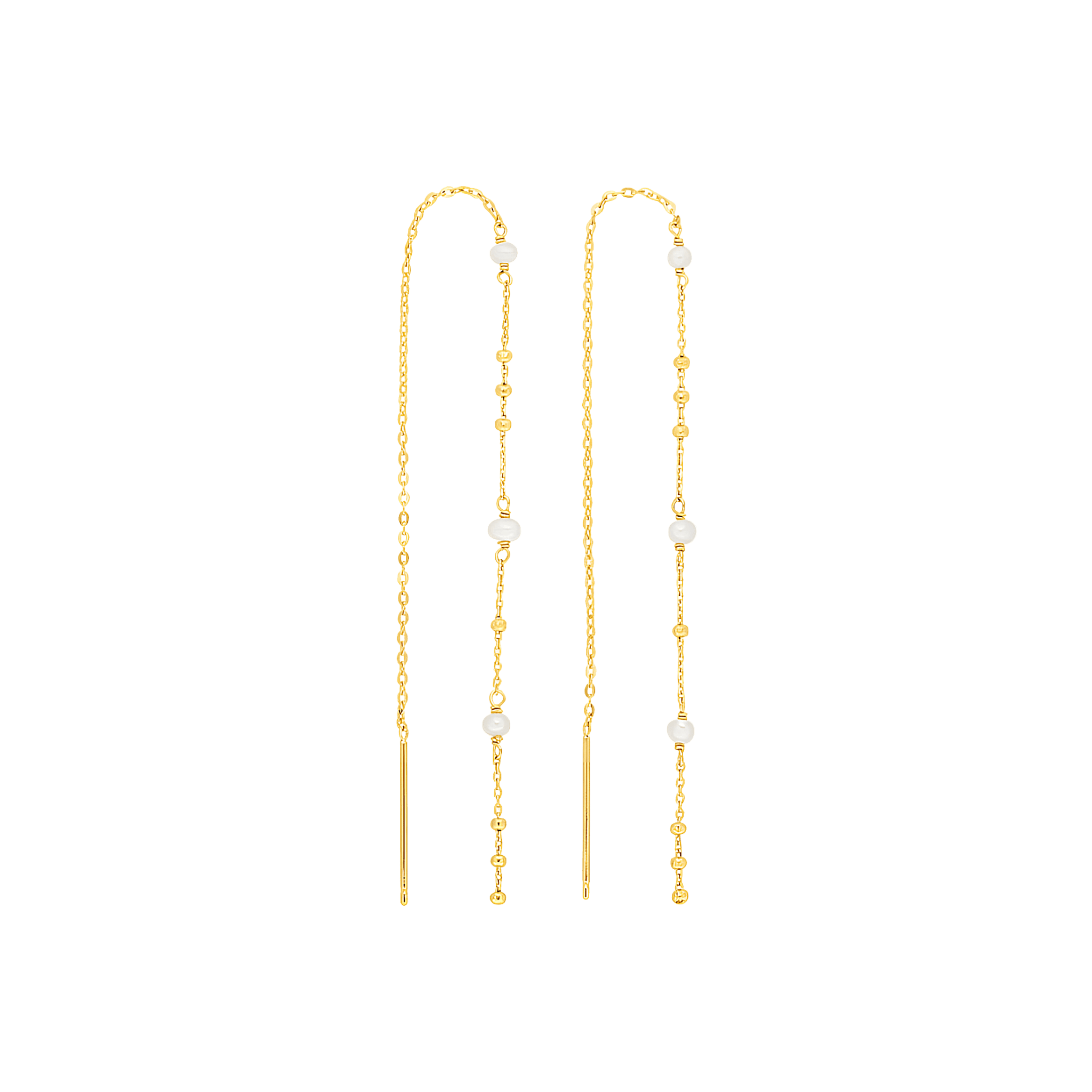 Leaf Ohrringe Flying Pearls, lang, vergoldet