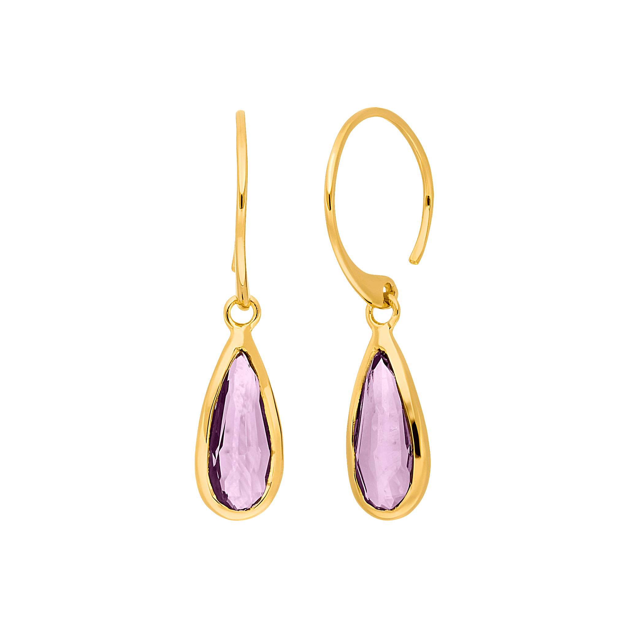 Leaf Ohrringe Gem Drop, Amethyst, vergoldet